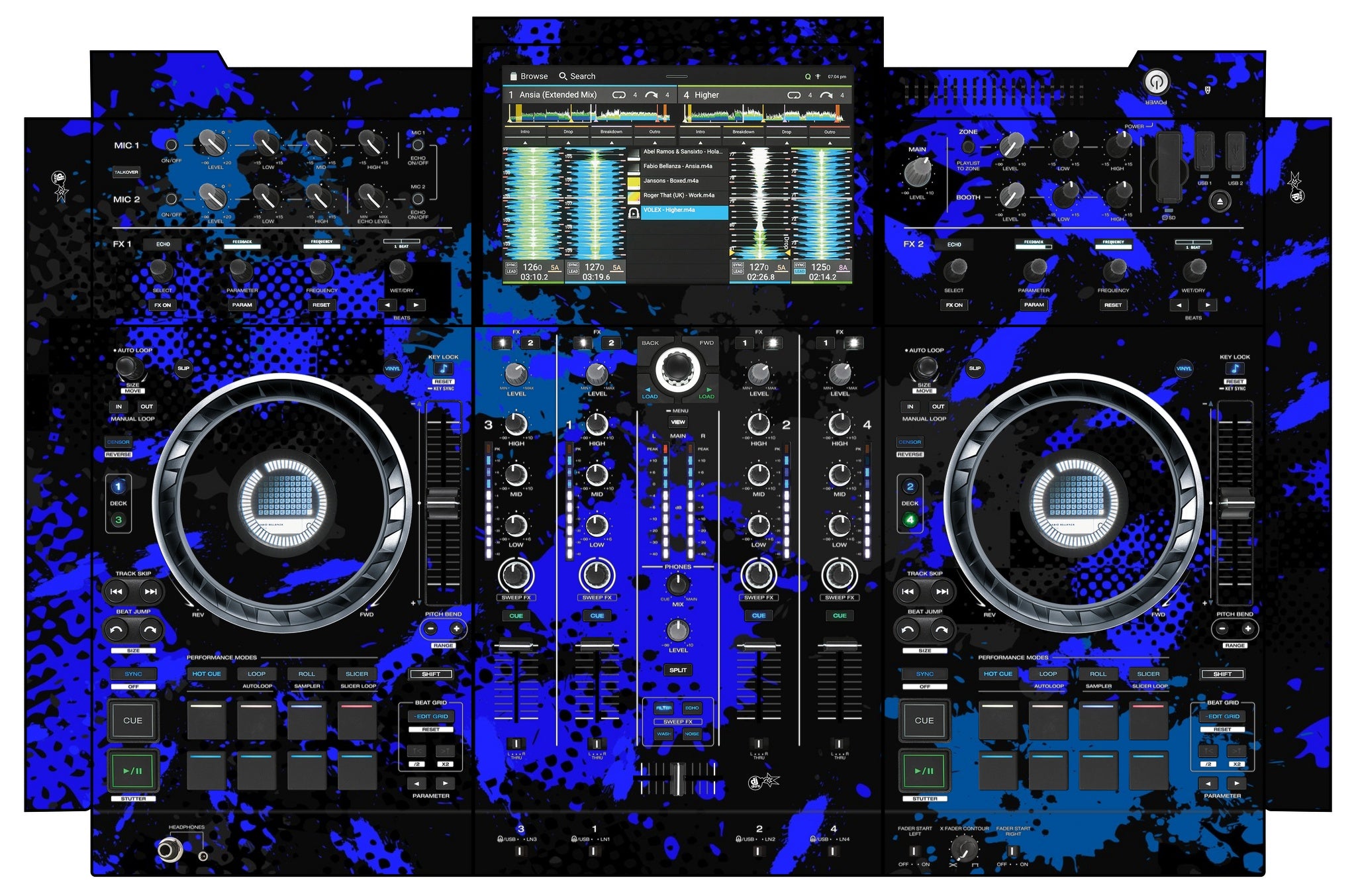 Denon DJ PRIME 4+ Skin Conflict Blue