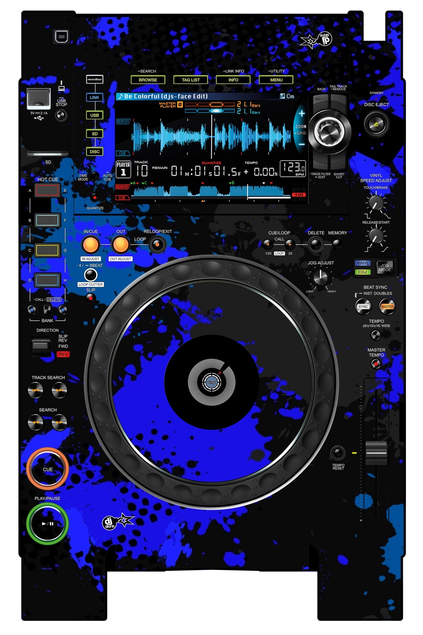 Pioneer DJ CDJ 2000 NEXUS 2 Skin Conflict Blue