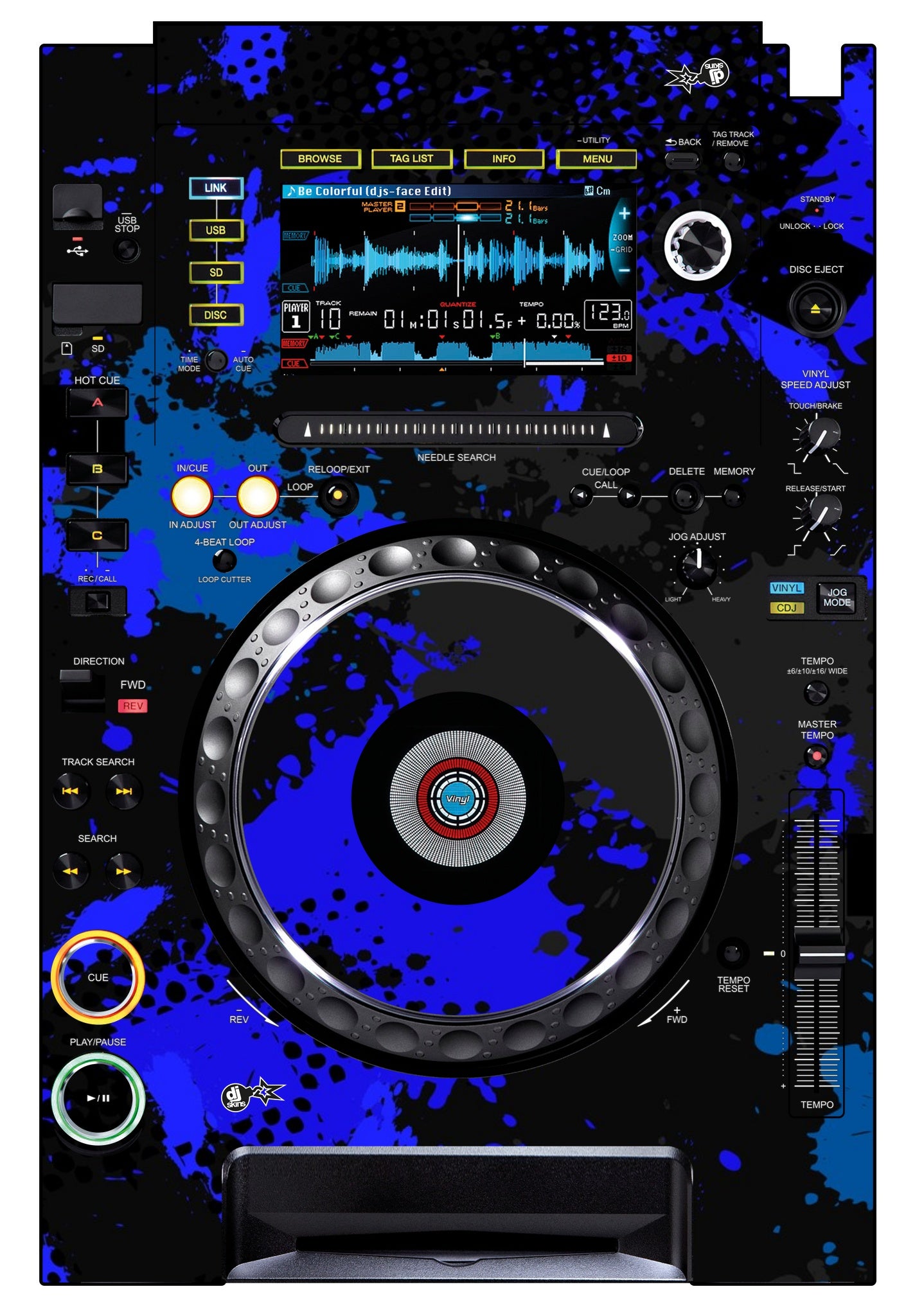 Pioneer DJ CDJ 2000 Skin Conflict Blue