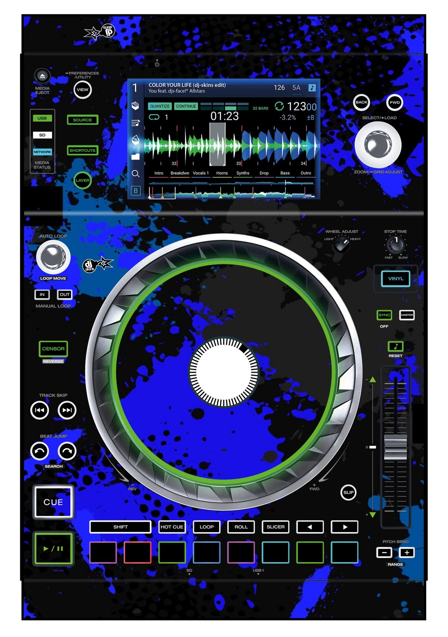 Denon DJ SC 5000 Skin Conflict Blue