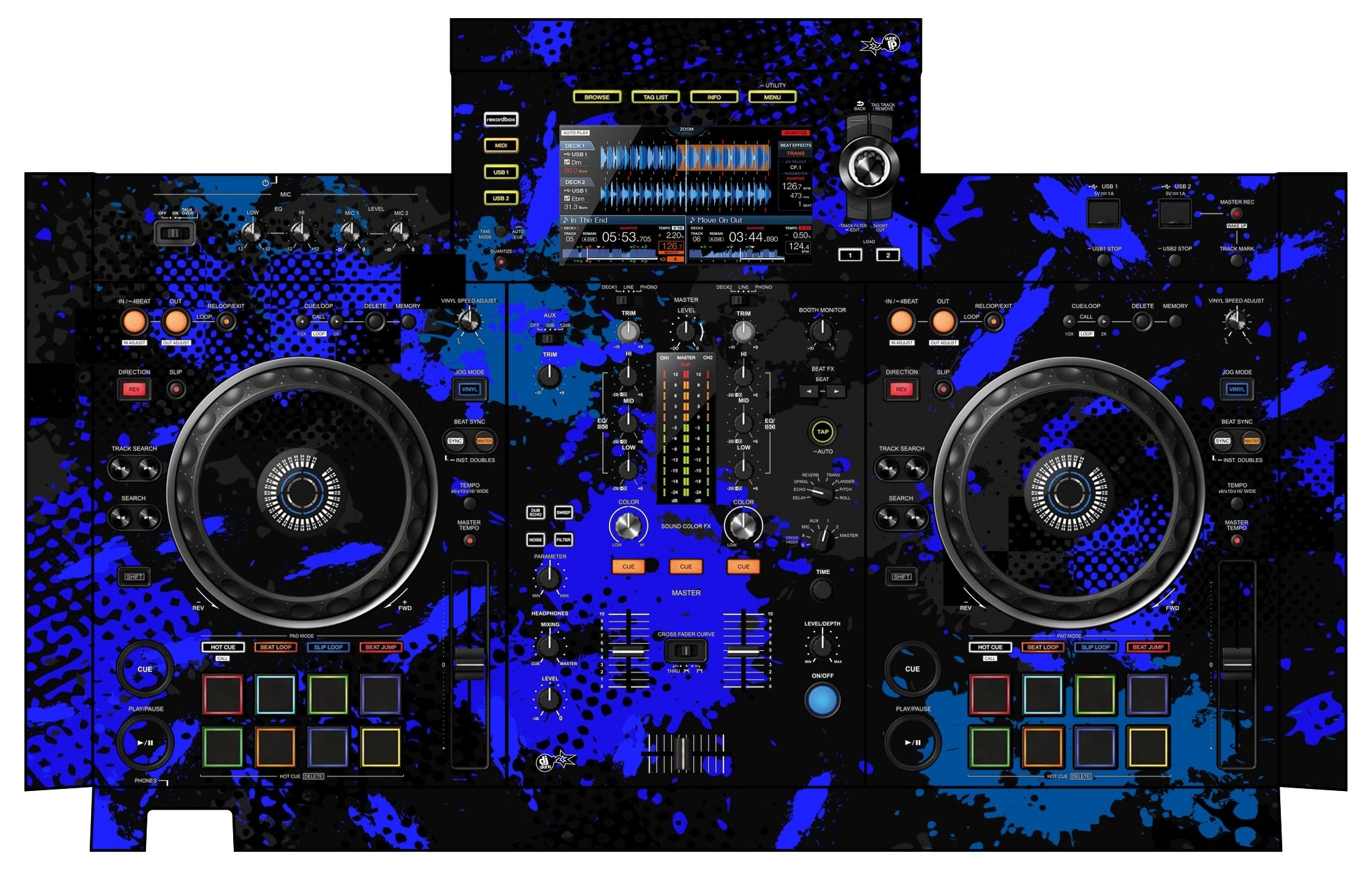 Pioneer DJ XDJ RX 2 Skin Conflict Blue