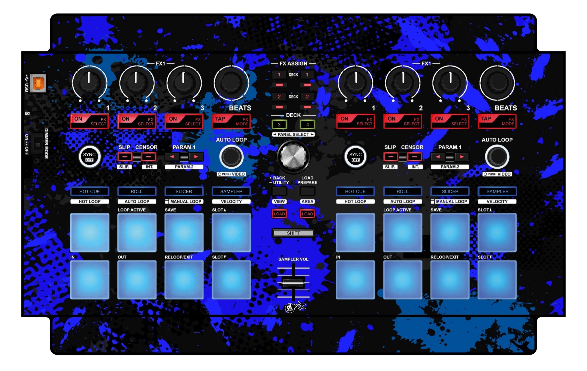 Pioneer DJ DDJ SP 1 Skin Conflict Blue