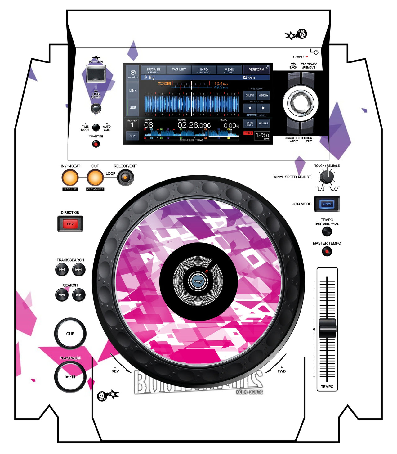 Pioneer DJ XDJ 1000 MK2 Skin Bootshaus 2