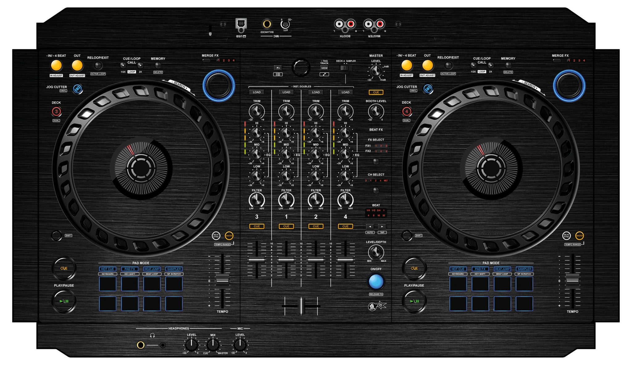 DJ Skins® Pioneer DJ DDJ FLX6 Skin Brushed Black