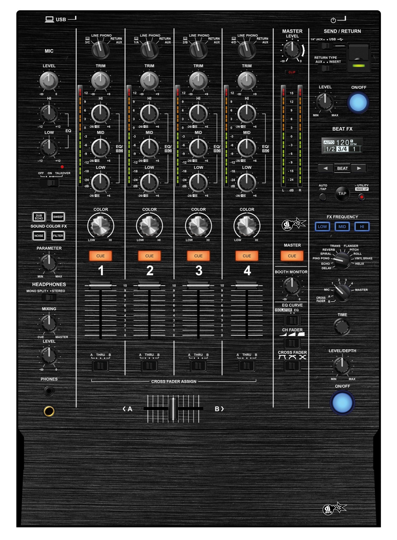 DJ Skins® Pioneer DJ DJM 750 MK2 Skin Brushed Black