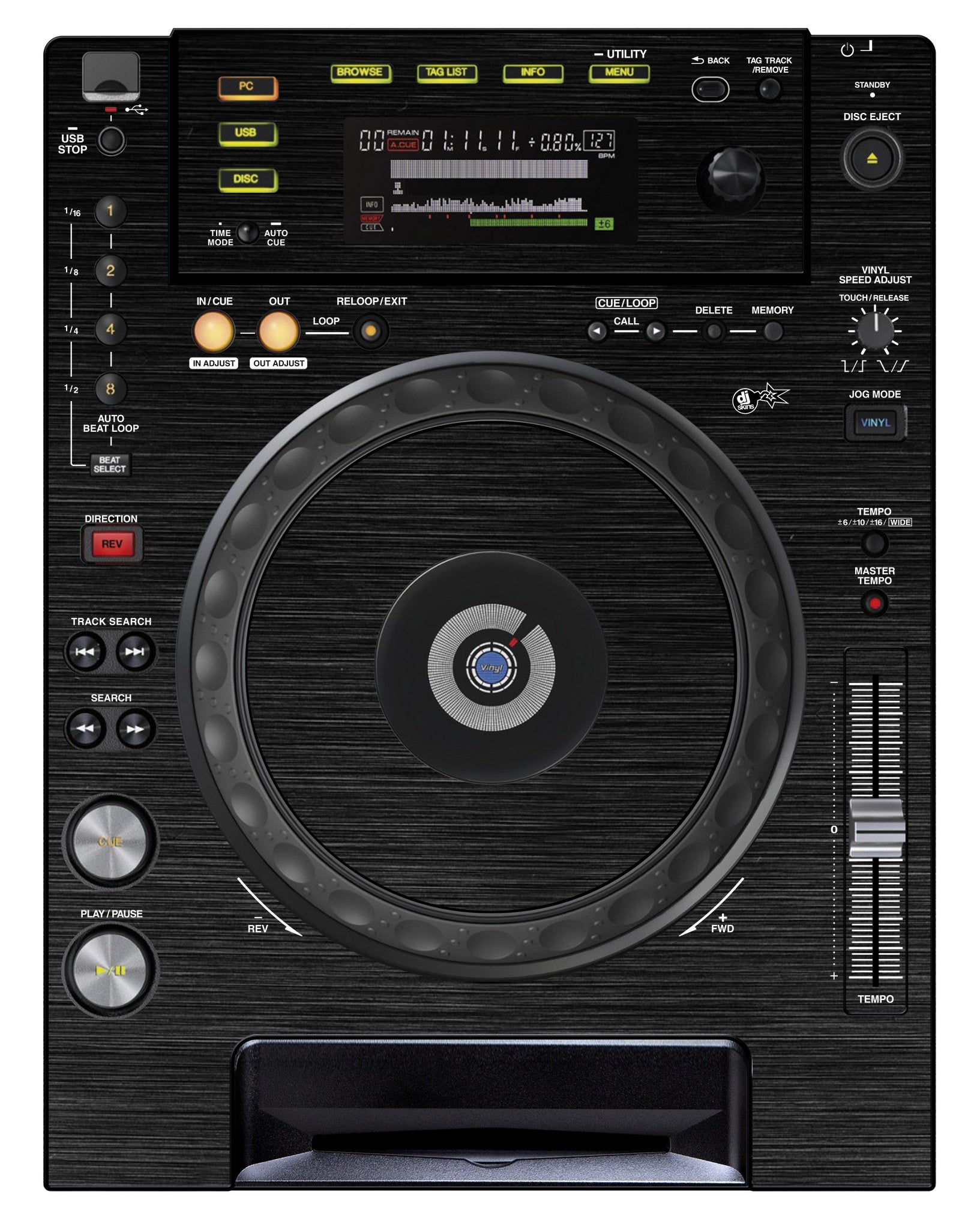 【人気No.1】 Pioneer Skins® DJ DJ Black Brushed Skin 850 CDJ DJ機材