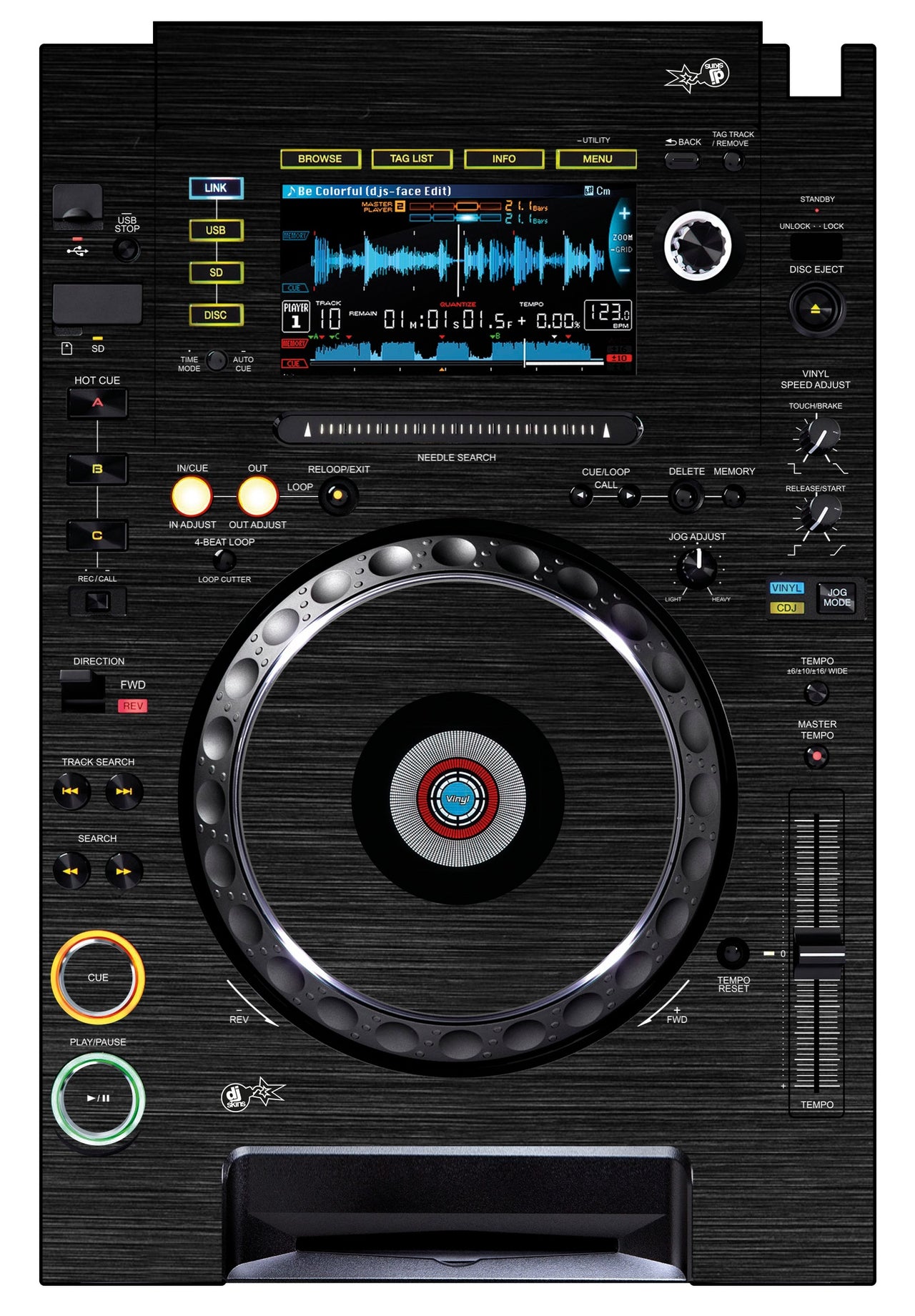 Pioneer DJ CDJ 2000 Skin Brushed Black