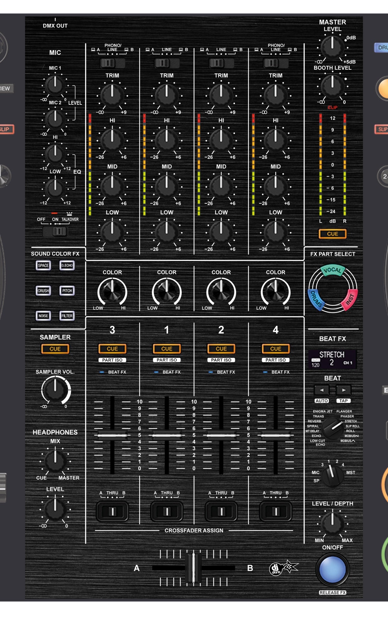 Pioneer DJ DDJ FLX10 MIXER Skin Brushed Black