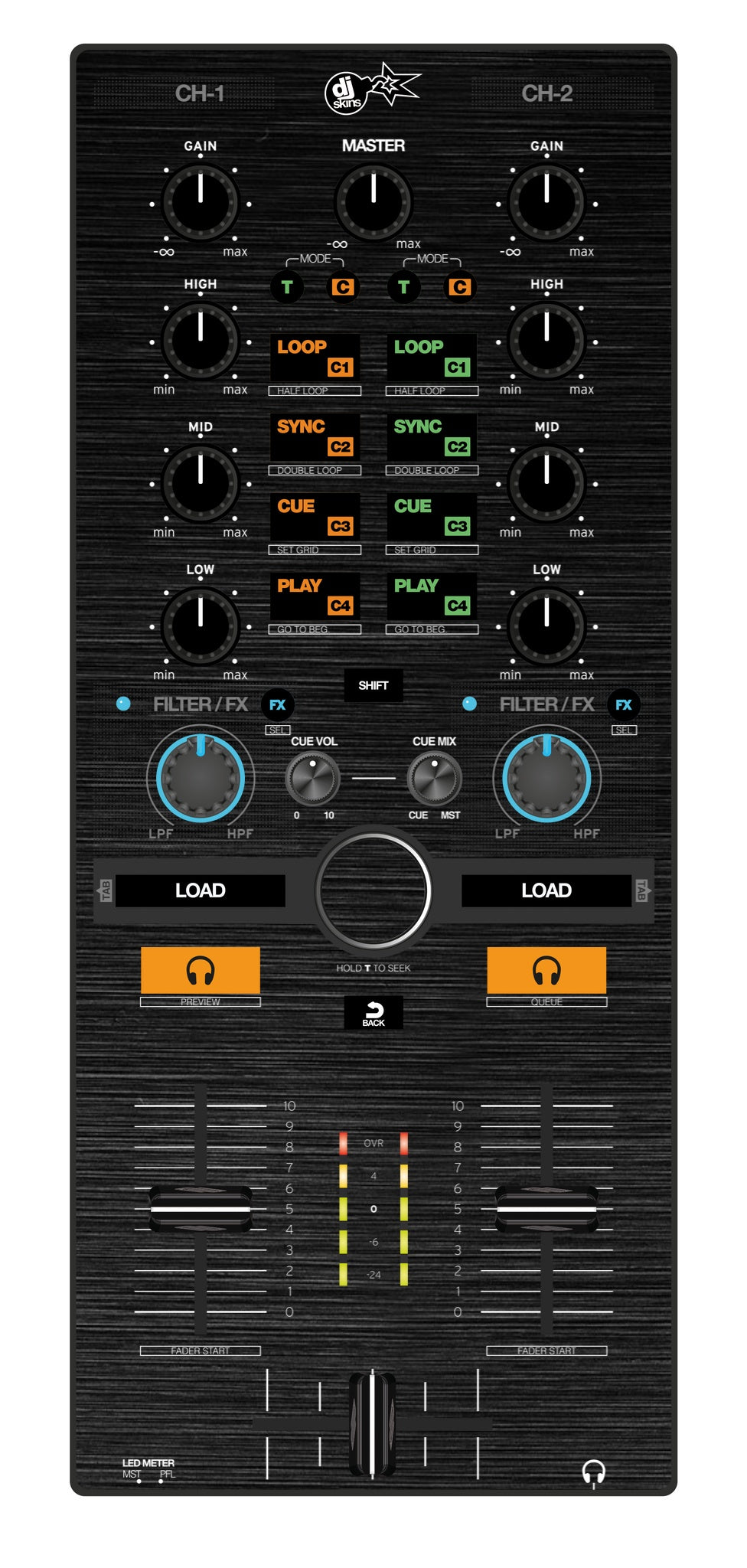 Reloop Mixtour Skin Brushed Black