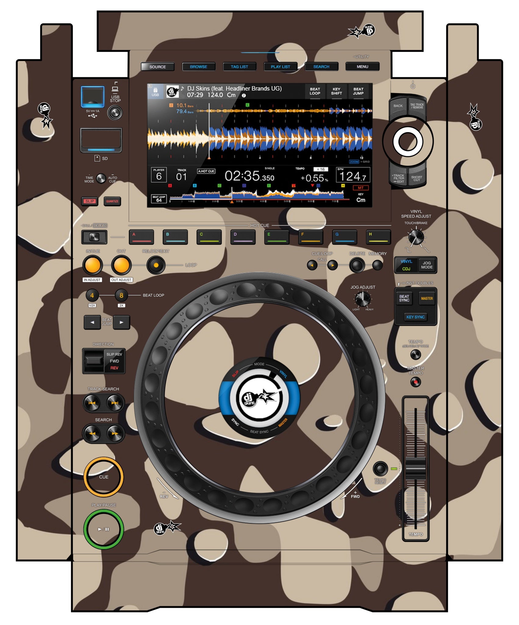 Pioneer DJ CDJ 3000 incl. SIDES Skin Camo Desert