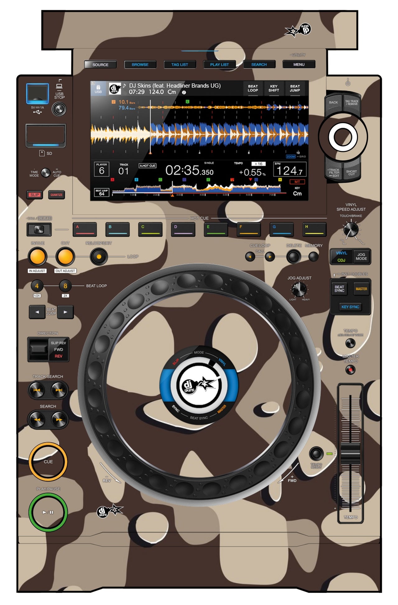 Pioneer DJ CDJ 3000 Skin Camo Desert