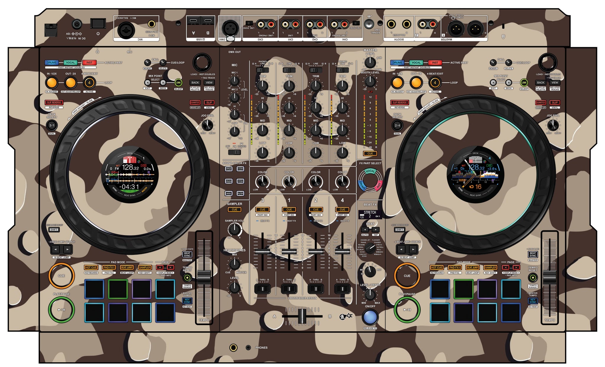 Pioneer DJ DDJ FLX10 Skin Camo Desert