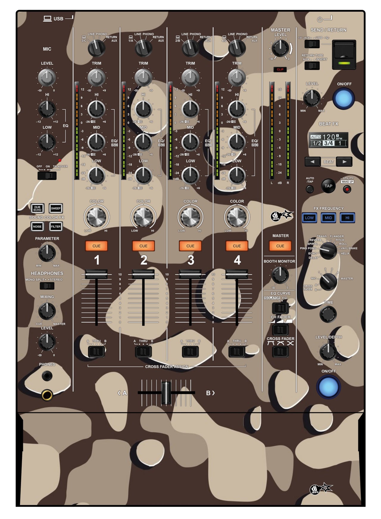 Pioneer DJ DJM 750 MK2 Skin Camo Desert