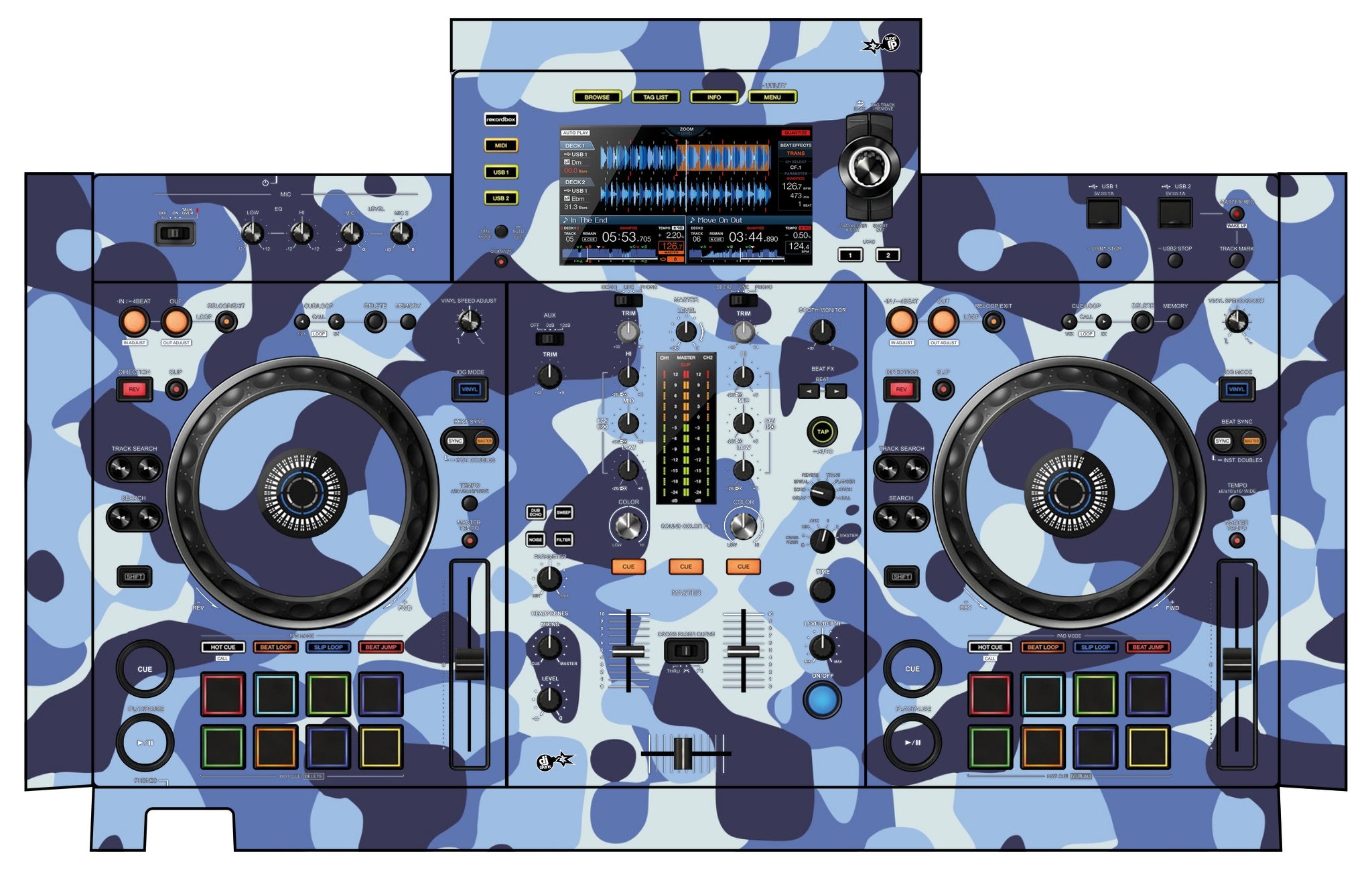 Pioneer DJ XDJ RX 2 Skin Camo Navy