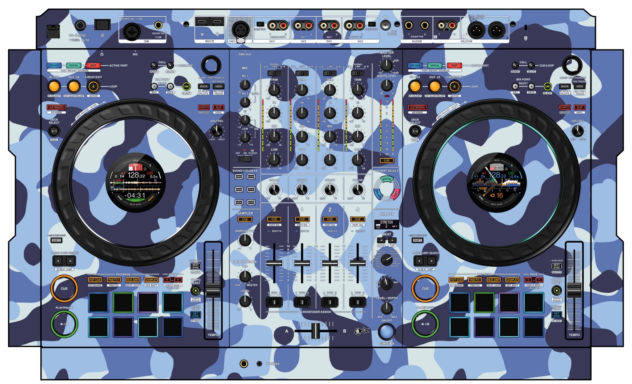 Pioneer DJ DDJ FLX10 Skin Camo Navy