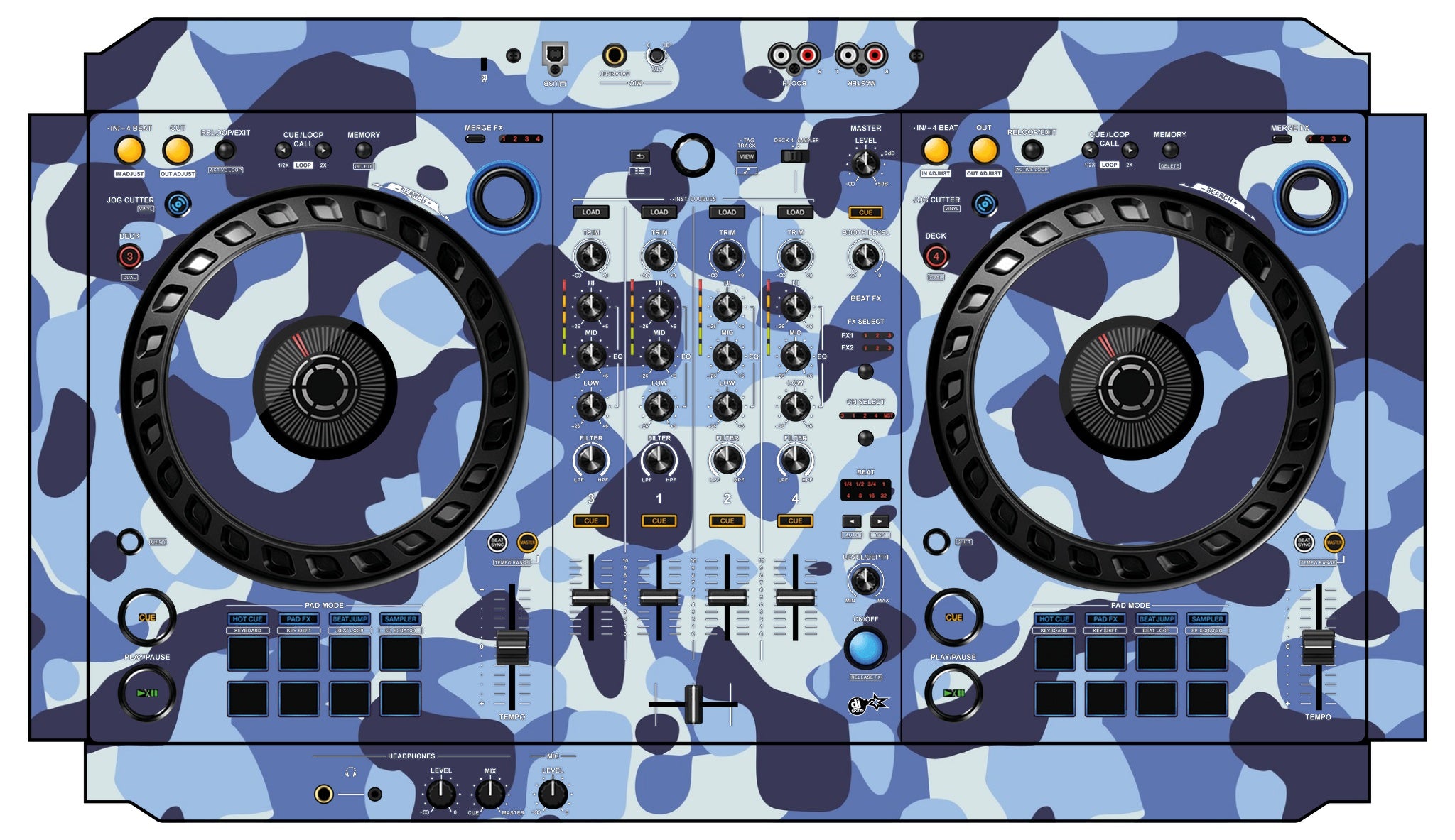 Pioneer DJ DDJ FLX6 Skin Camo Navy