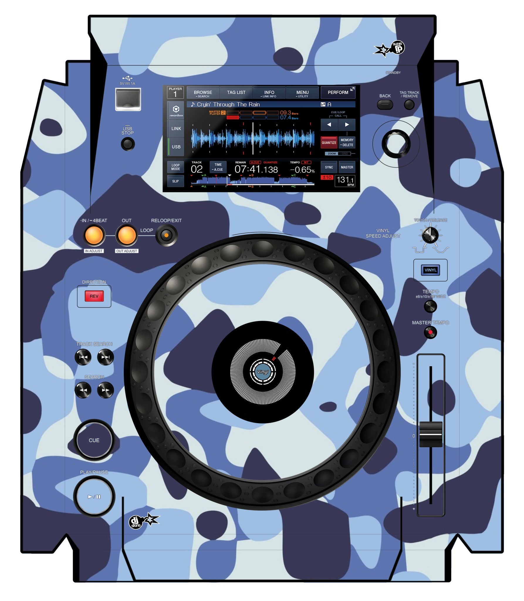 Pioneer DJ XDJ 1000 Skin Camo Navy