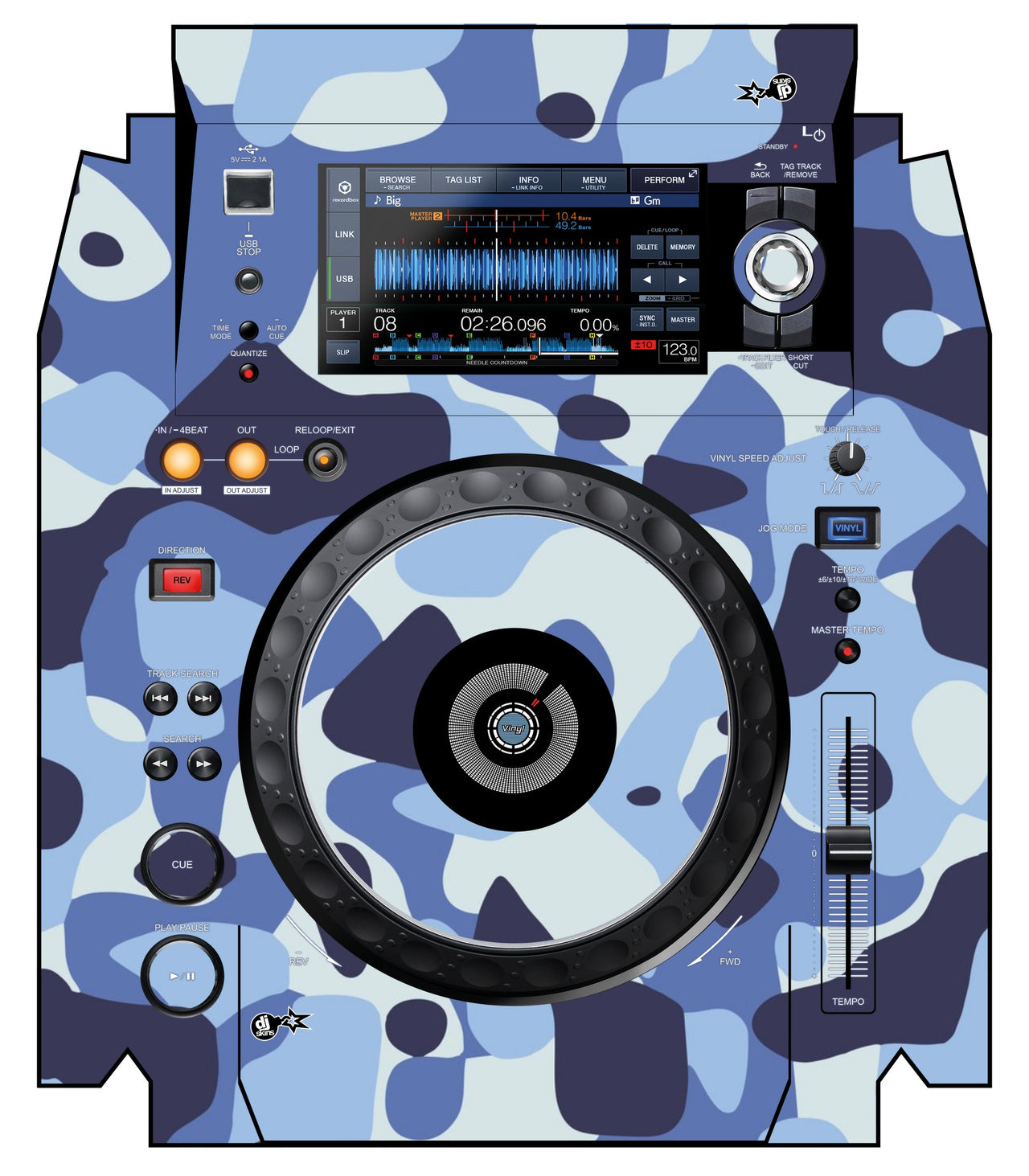Pioneer DJ XDJ 1000 MK2 Skin Camo Navy