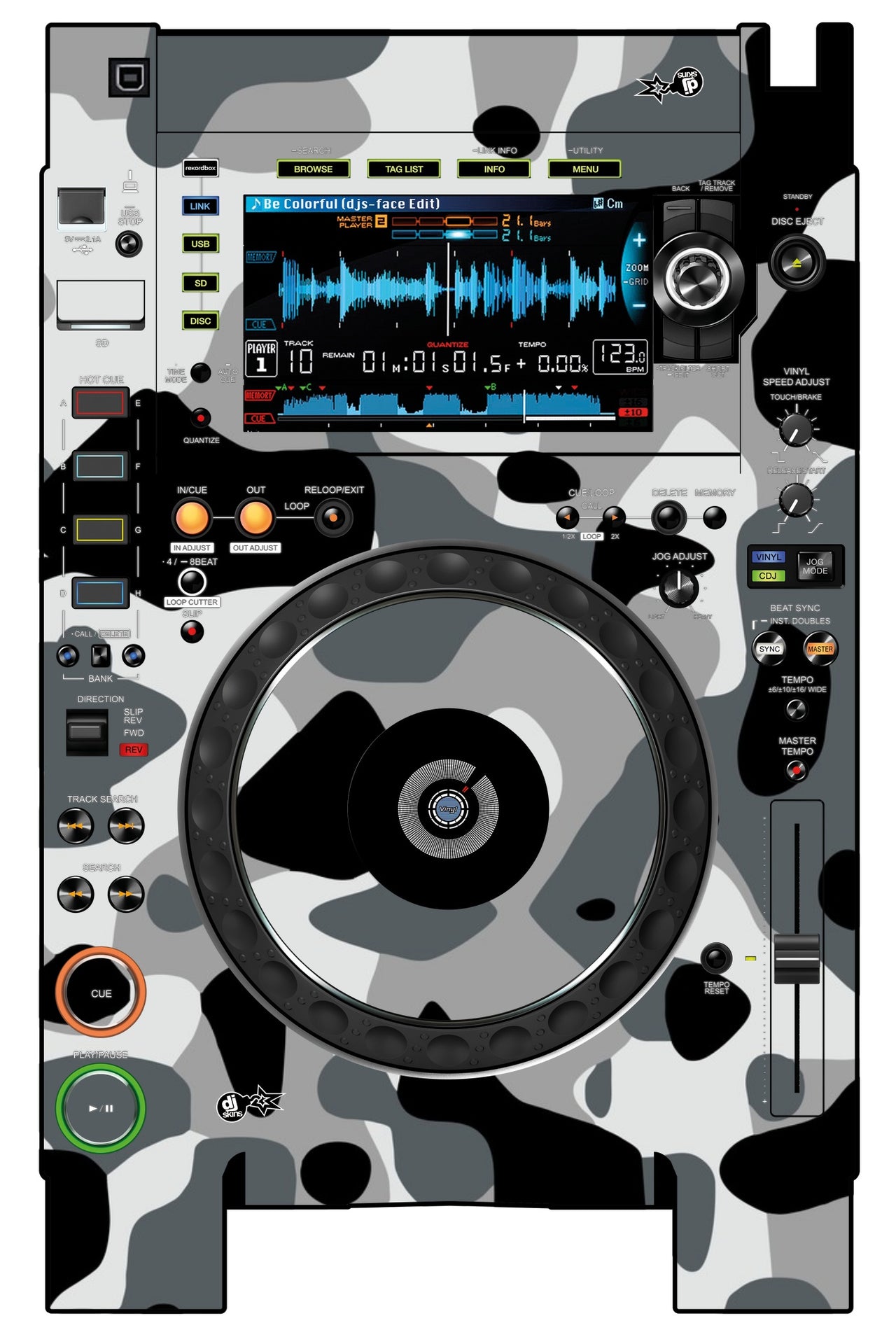 Pioneer DJ CDJ 2000 NEXUS 2 Skin Camo Snow