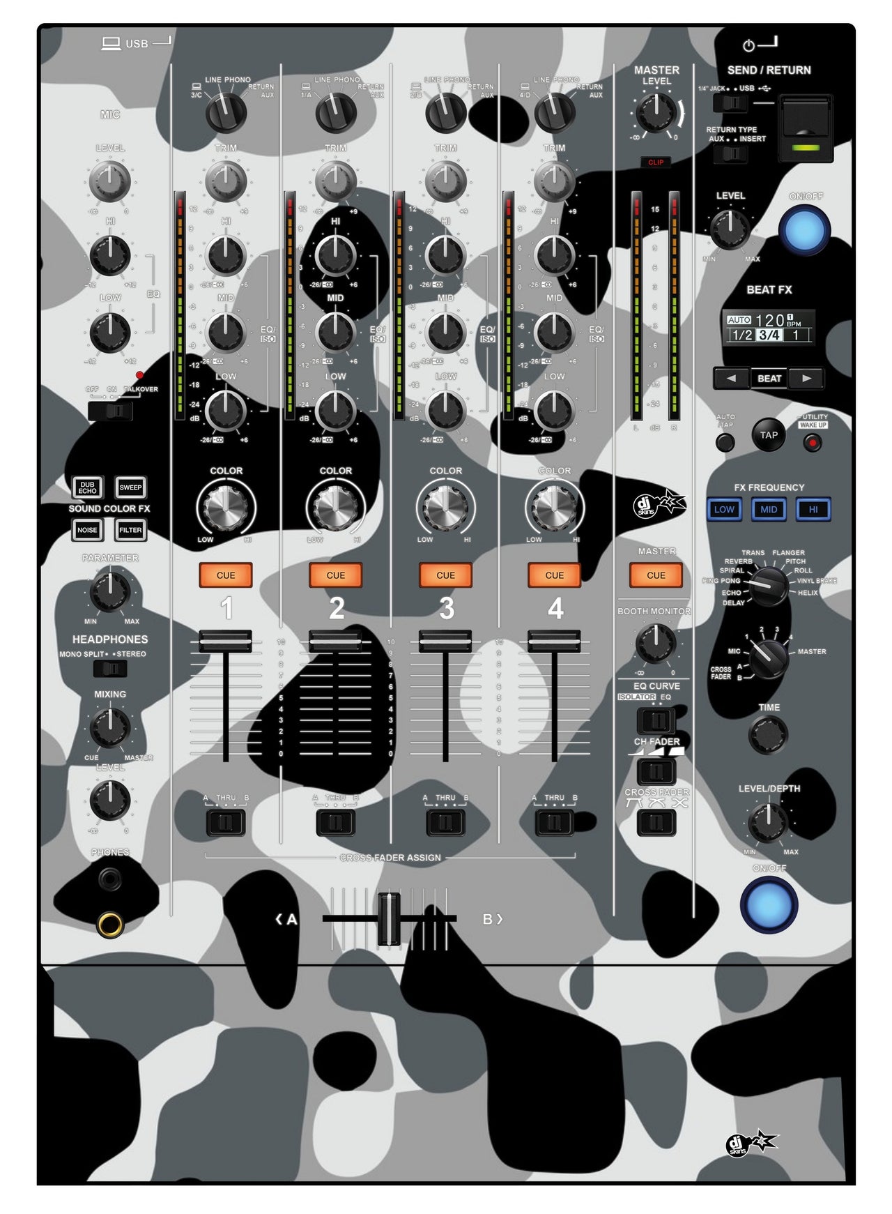 Pioneer DJ DJM 750 MK2 Skin Camo Snow