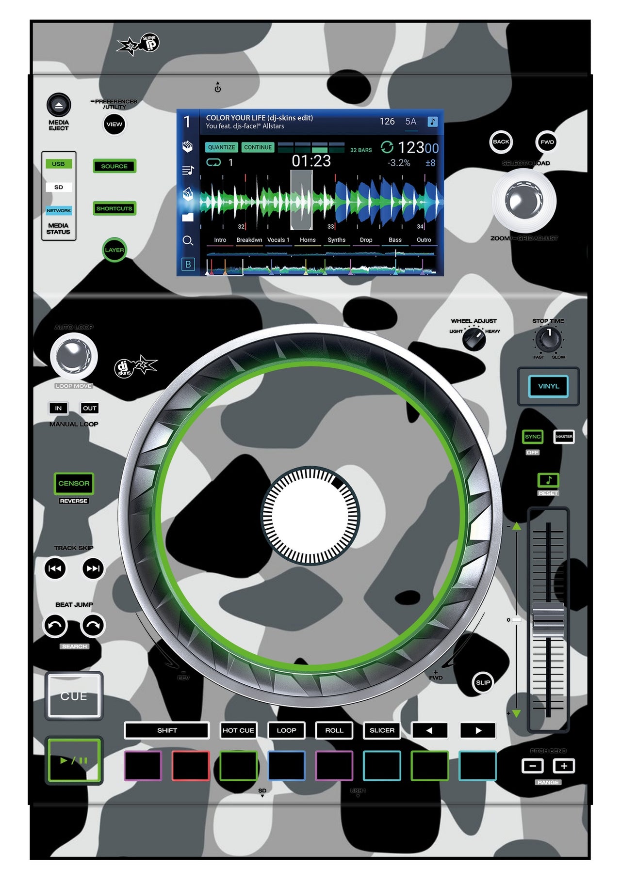 Denon DJ SC 5000 Skin Camo Snow