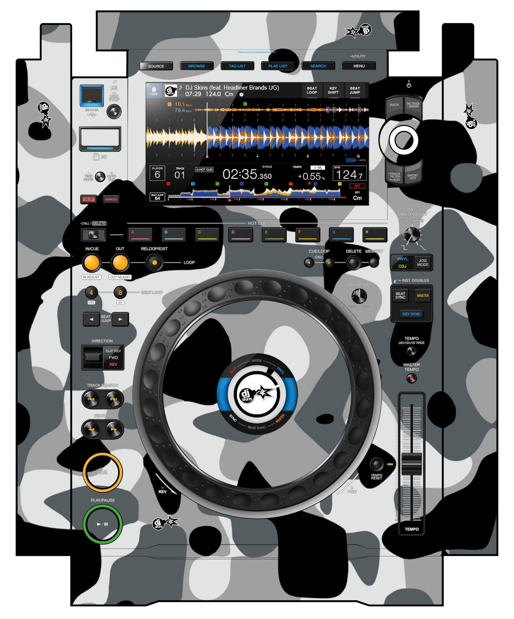 Pioneer DJ CDJ 3000 incl. SIDES Skin Camo Snow