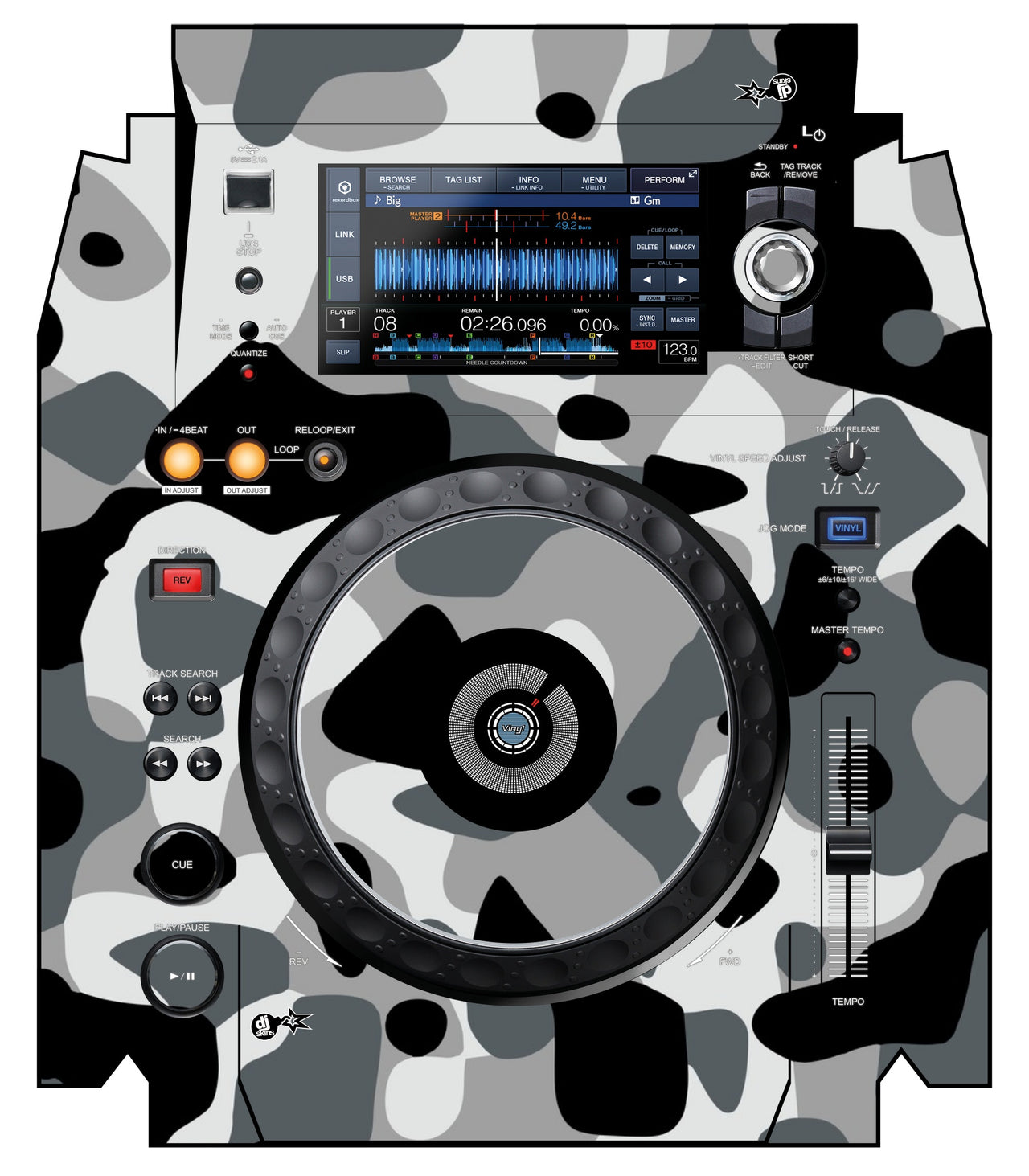 Pioneer DJ XDJ 1000 MK2 Skin Camo Snow
