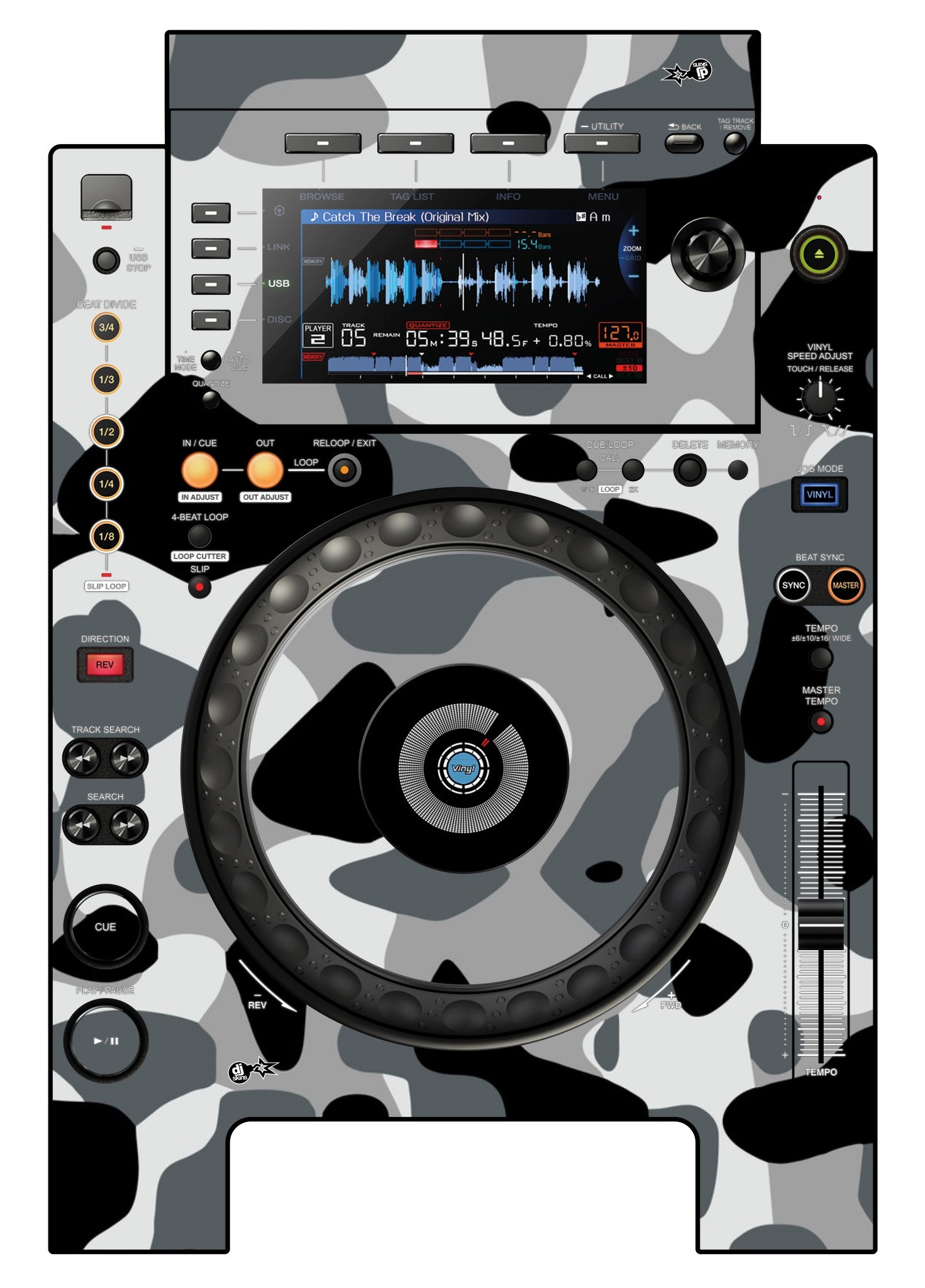 Pioneer DJ CDJ 900 NEXUS Skin Camo Snow