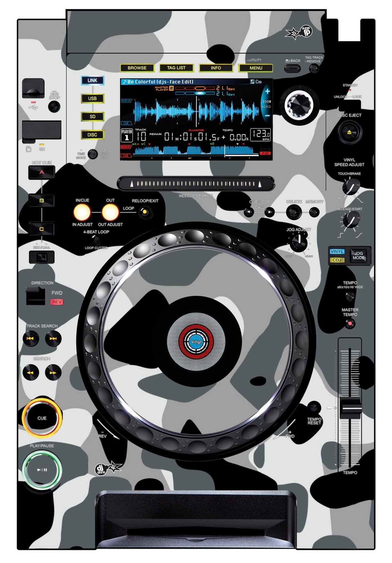 Pioneer DJ CDJ 2000 Skin Camo Snow