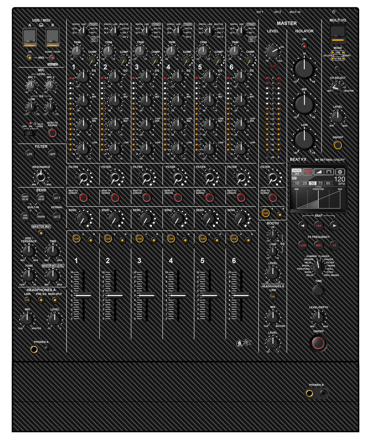 Pioneer DJ DJM V10 LF Skin Carbon