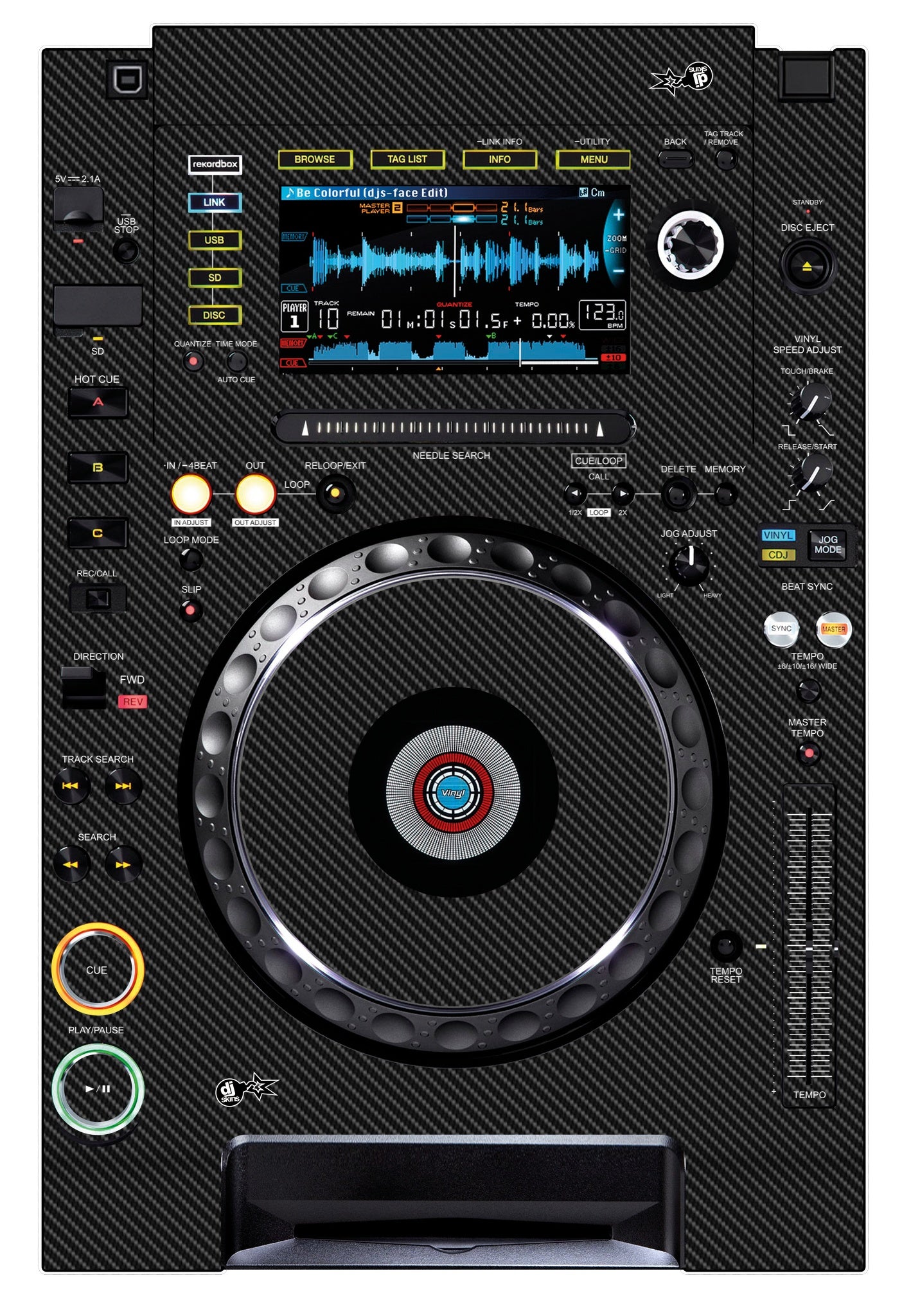 Pioneer DJ CDJ 2000 NEXUS Skin Carbon