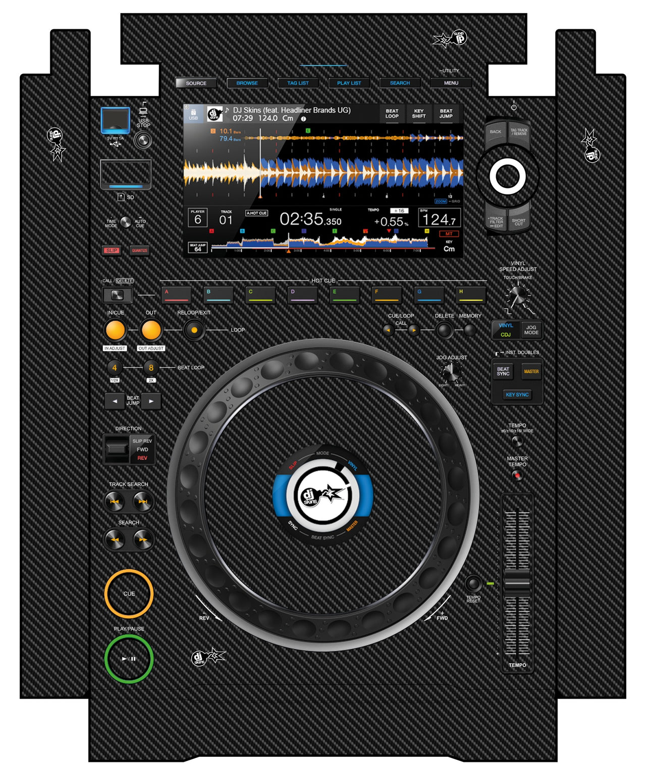 Pioneer DJ CDJ 3000 incl. SIDES Skin Carbon