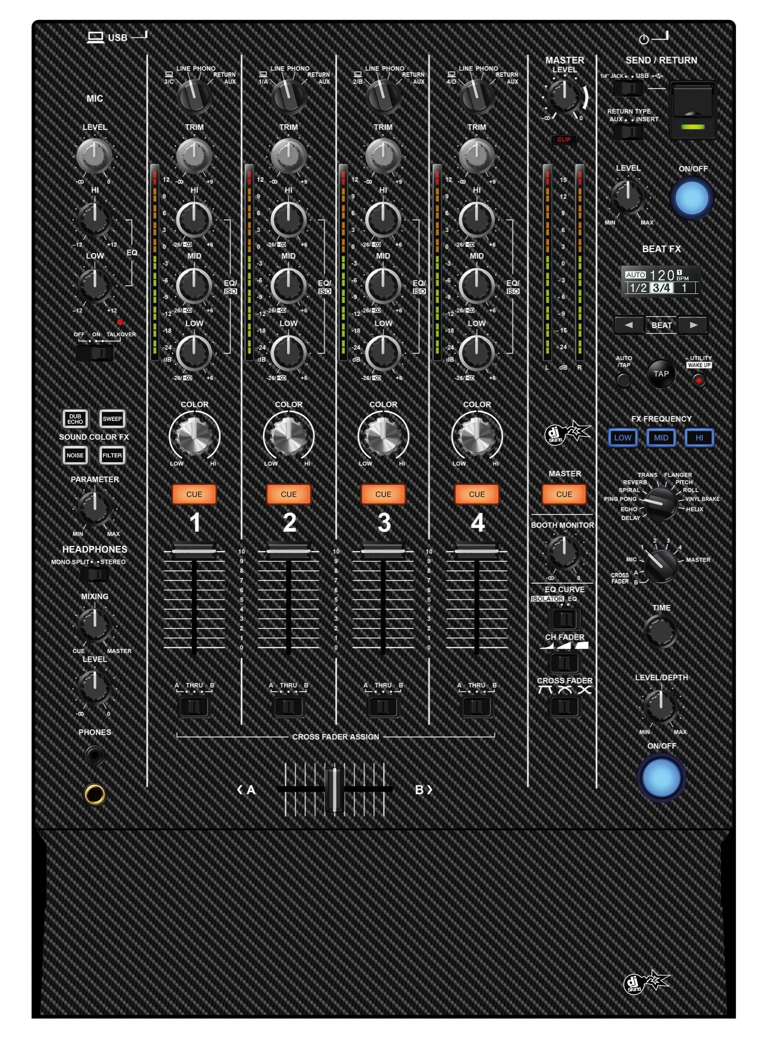 DJ Skins® Pioneer DJ DJM 750 MK2 Skin Carbon
