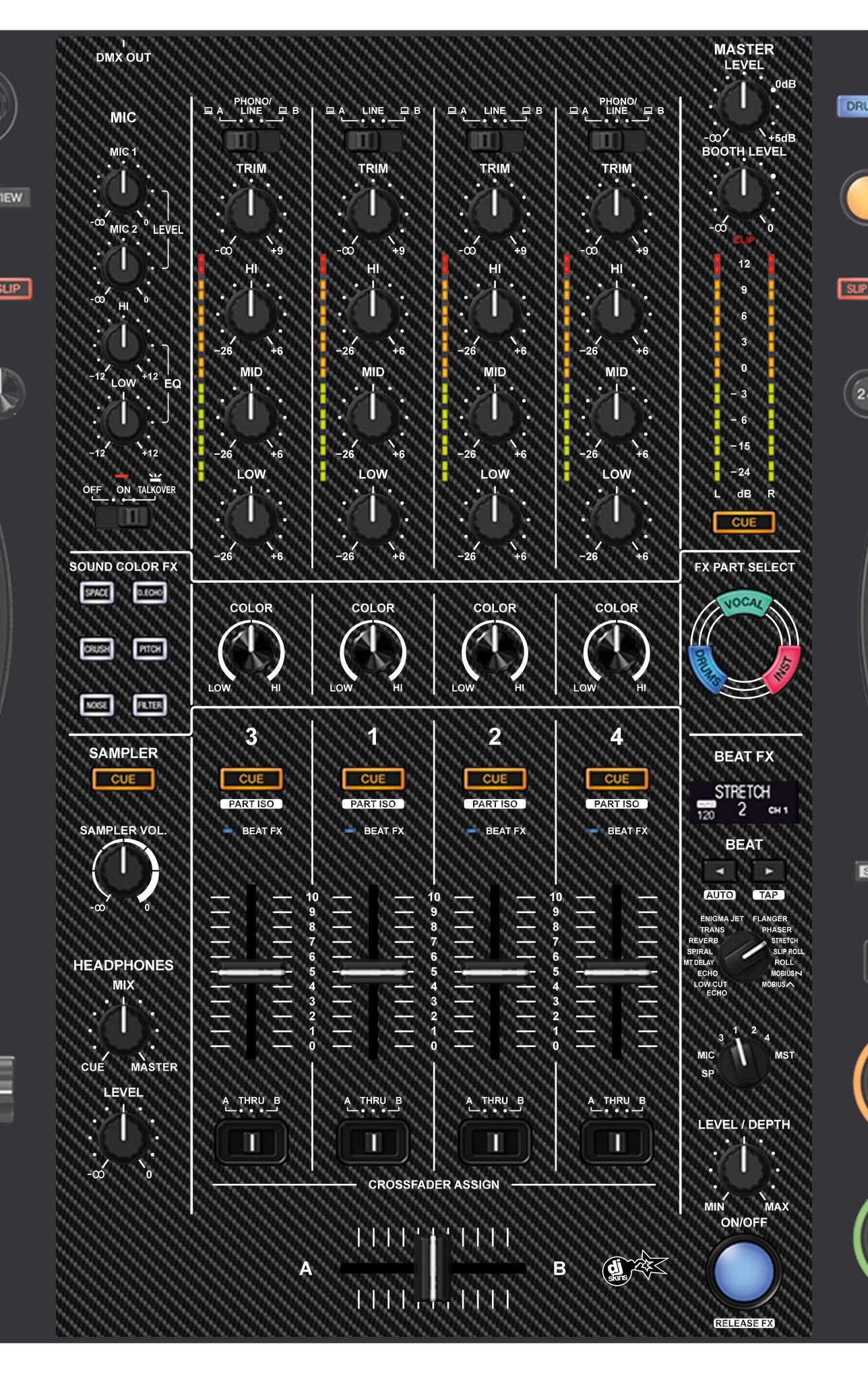 Pioneer DJ DDJ FLX10 MIXER Skin Carbon