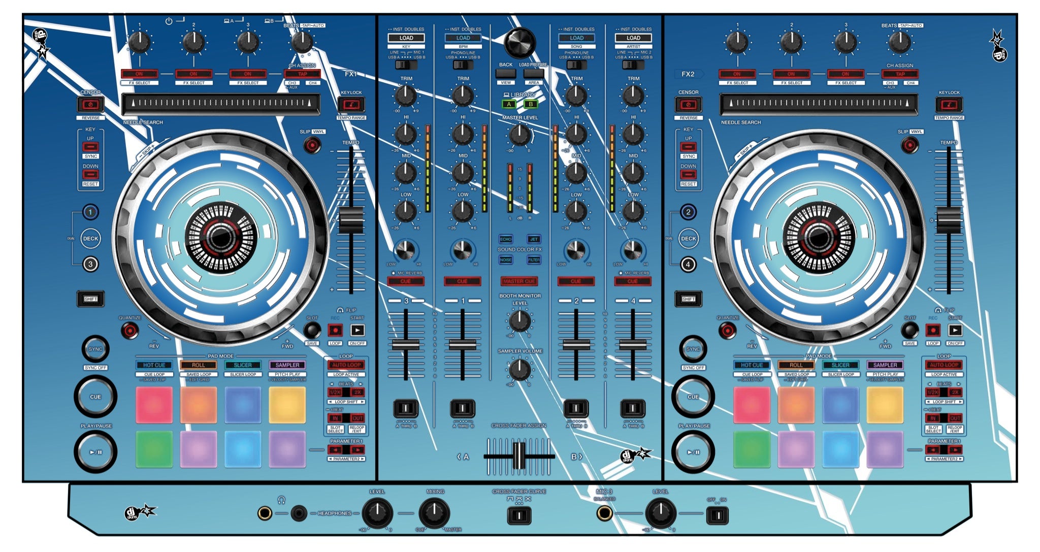 DJ Skins® Pioneer DJ DDJ SX 3 Skin Constructor Blue