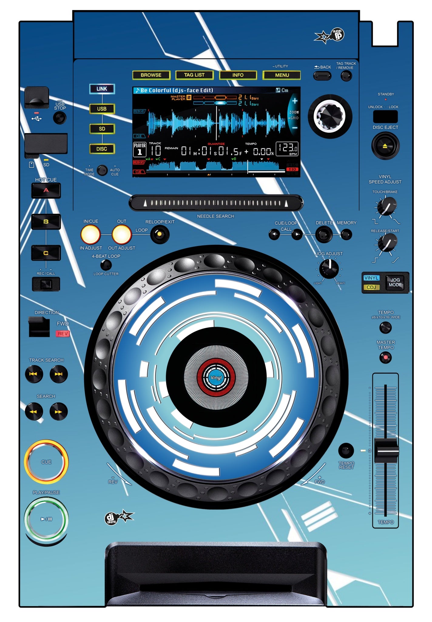 Pioneer DJ CDJ 2000 Skin Constructor Blue