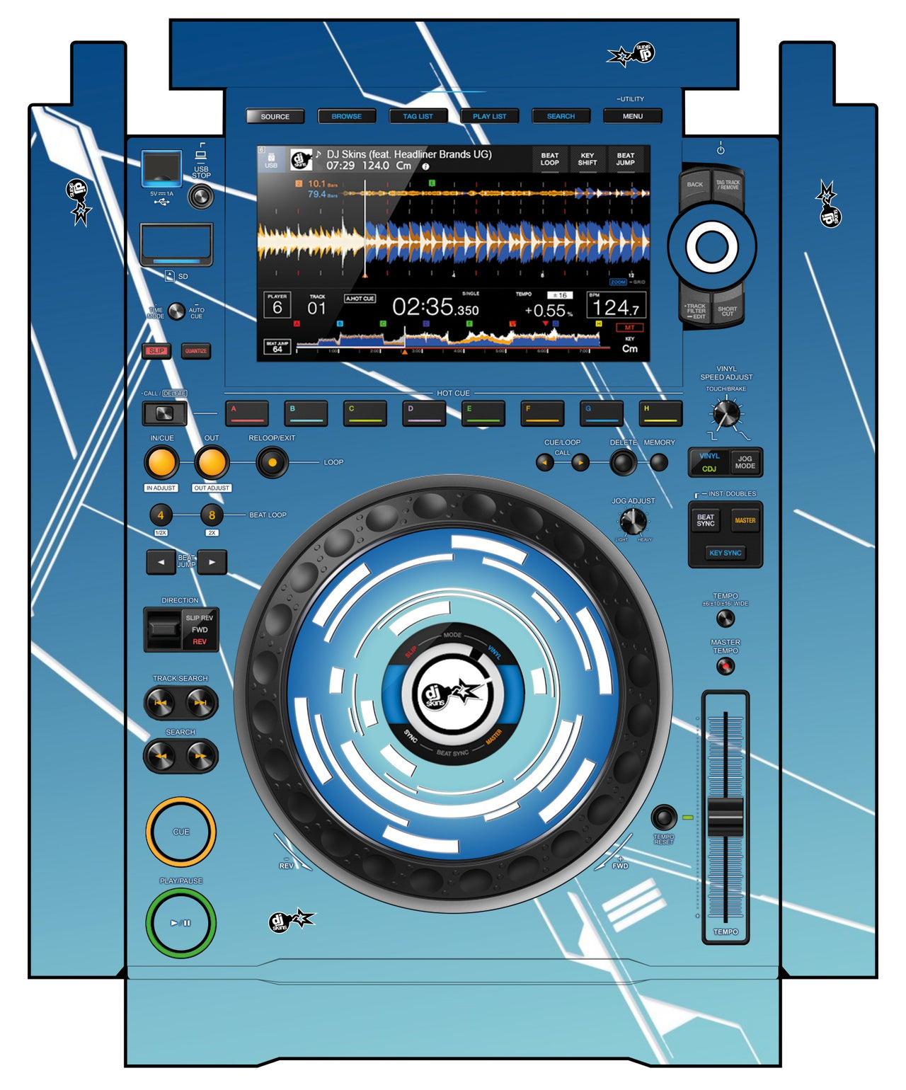 Pioneer DJ CDJ 3000 incl. SIDES Skin Constructor Blue