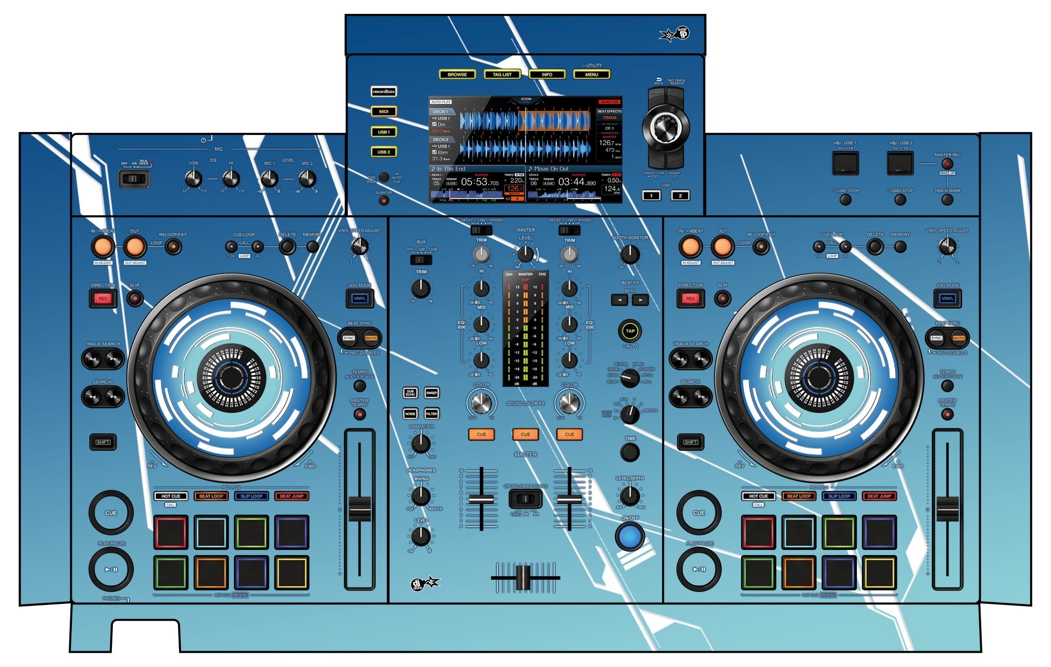 Pioneer DJ XDJ RX 2 Skin Constructor Blue