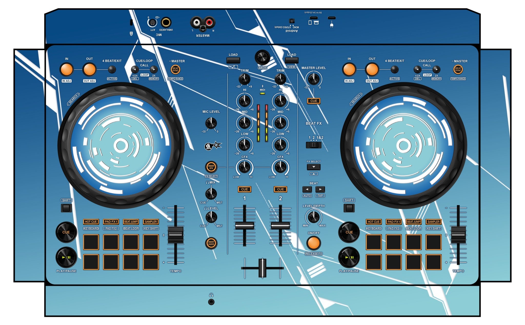 Pioneer DJ DDJ FLX 4 Skin Constructor Blue