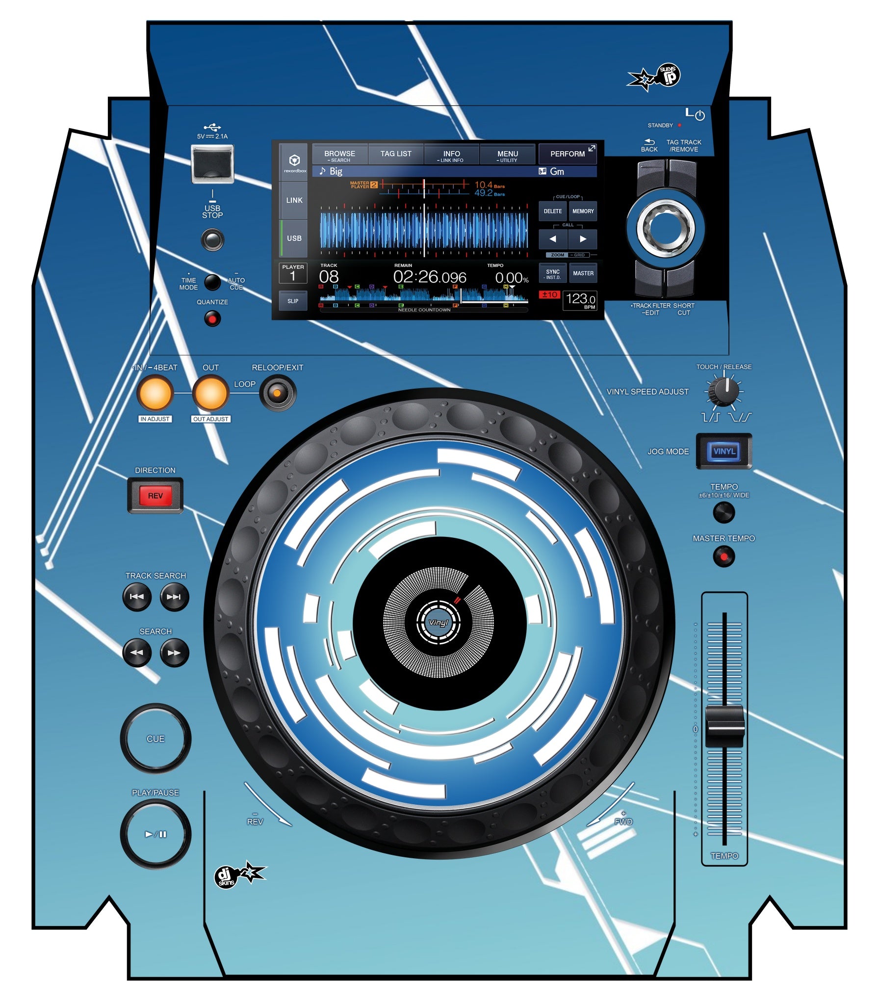 Pioneer DJ XDJ 1000 MK2 Skin Constructor Blue