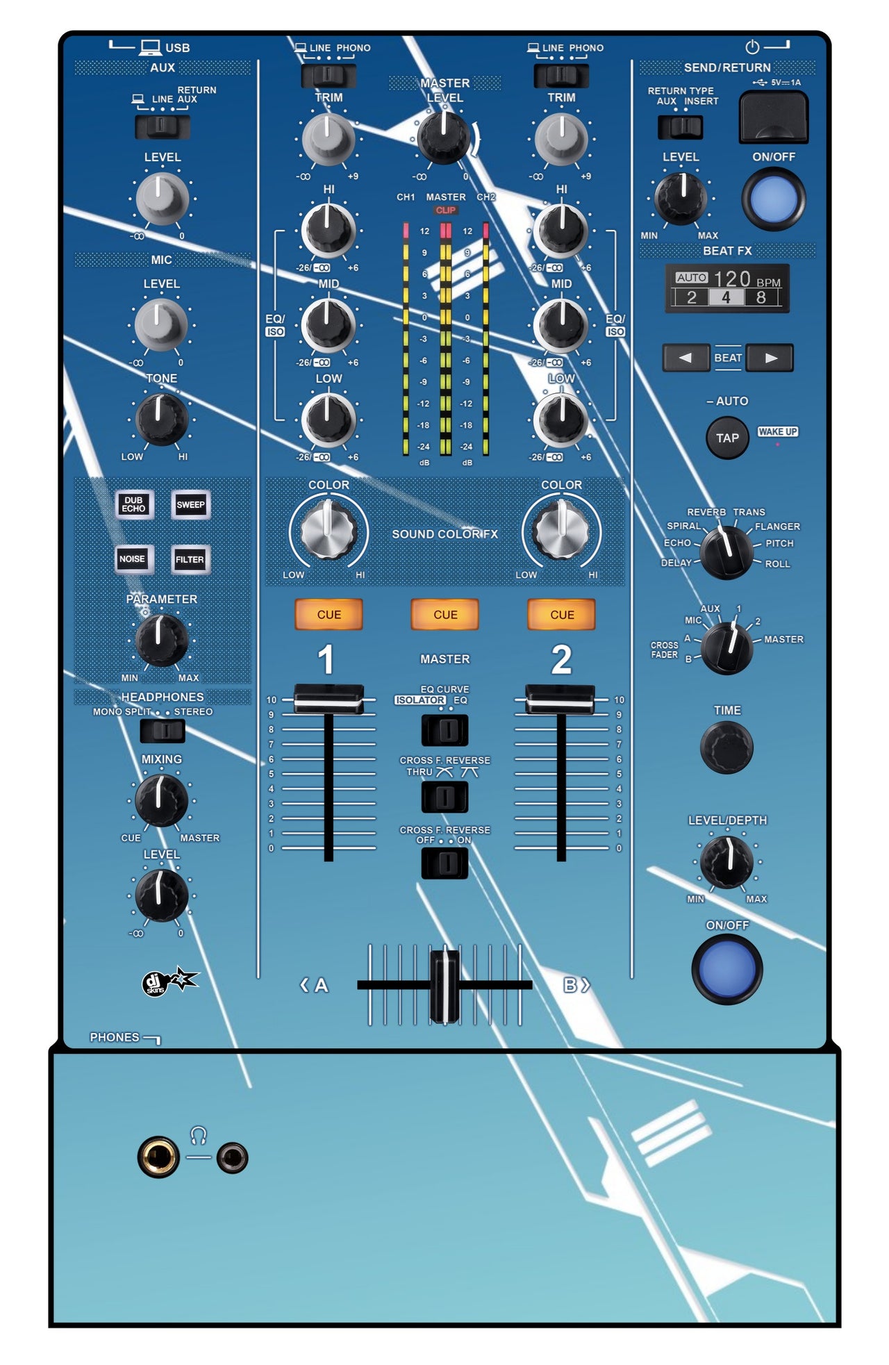 Pioneer DJ DJM 450 Skin Constructor Blue