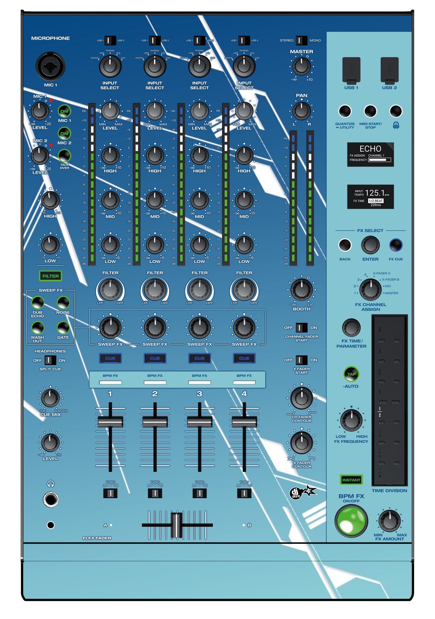 Denon DJ X 1850 Skin Constructor Blue