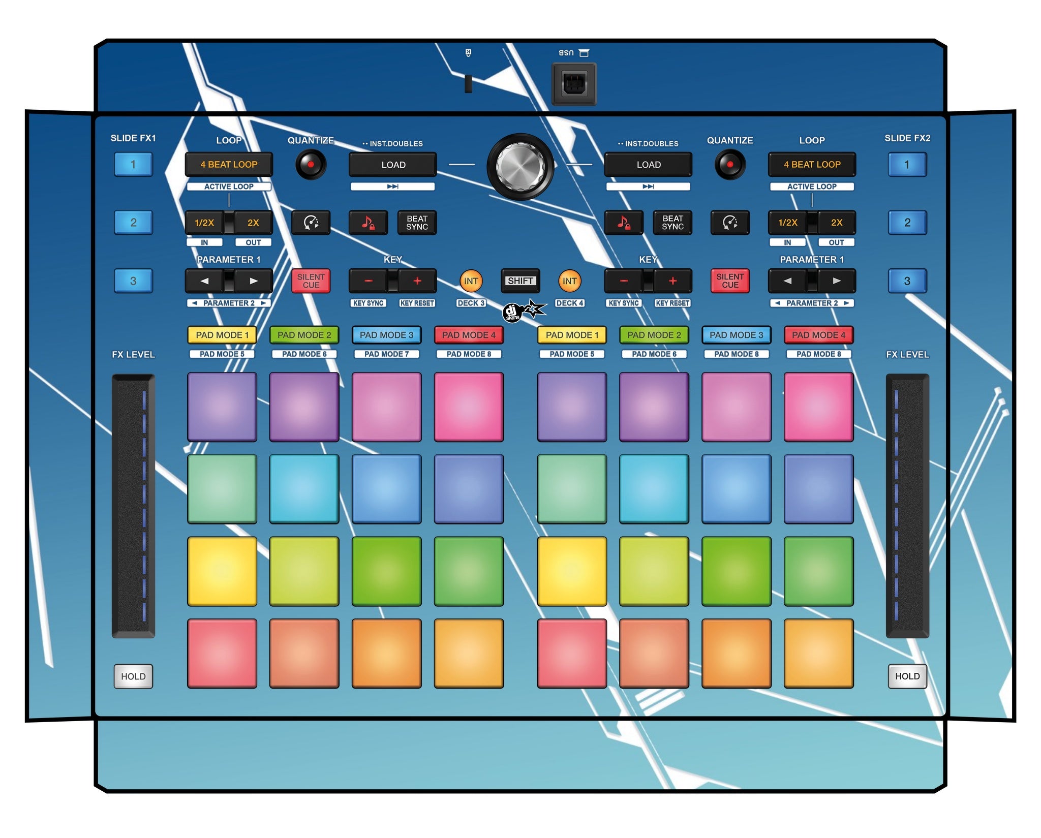 Pioneer DJ DDJ XP 2 Skin Constructor Blue