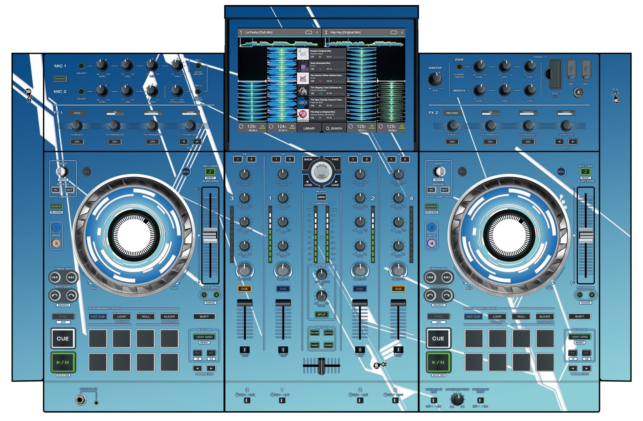 Denon DJ PRIME 4 Skin Constructor Blue