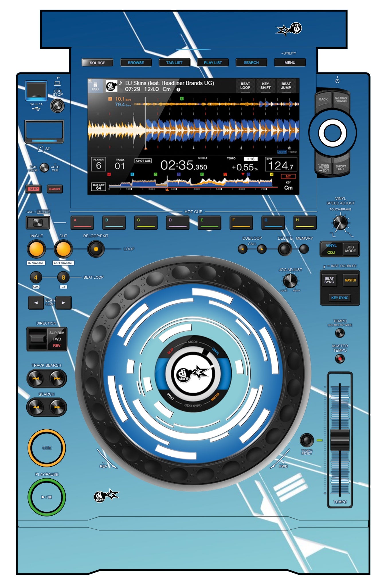 Pioneer DJ CDJ 3000 Skin Constructor Blue