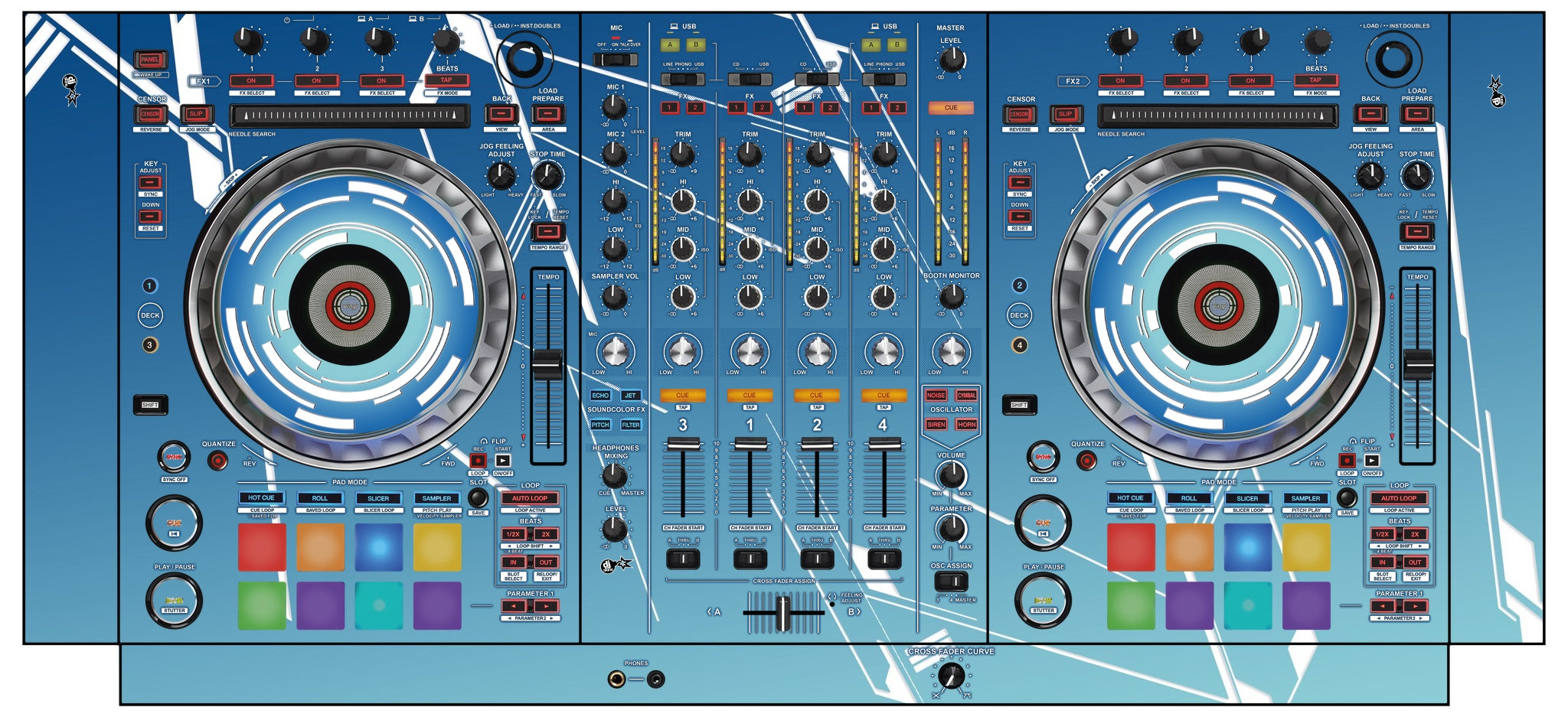 Pioneer DJ DDJ SZ 2 Skin Constructor Blue