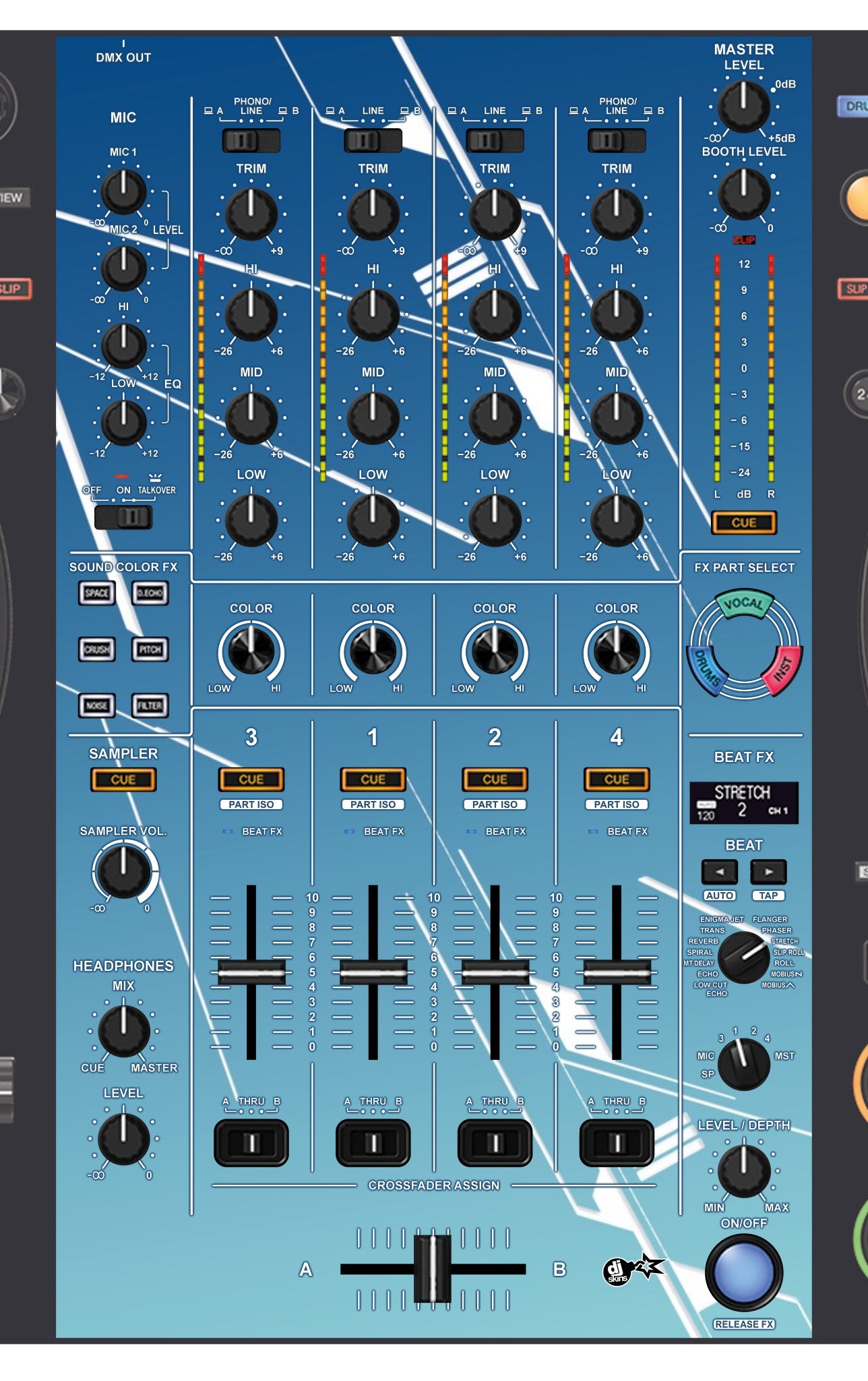 Pioneer DJ DDJ FLX10 MIXER Skin Constructor Blue