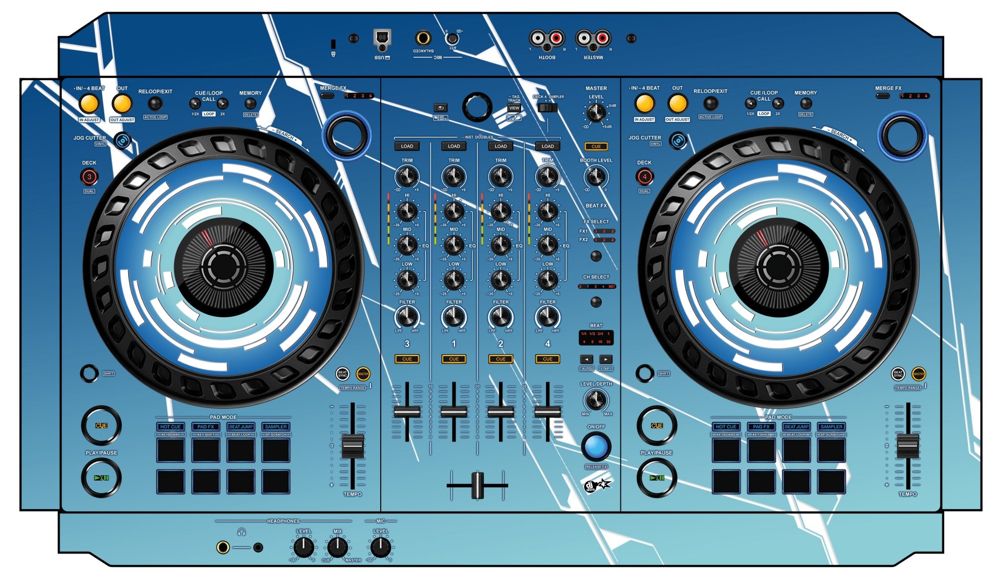 Pioneer DJ DDJ FLX6 Skin Constructor Blue