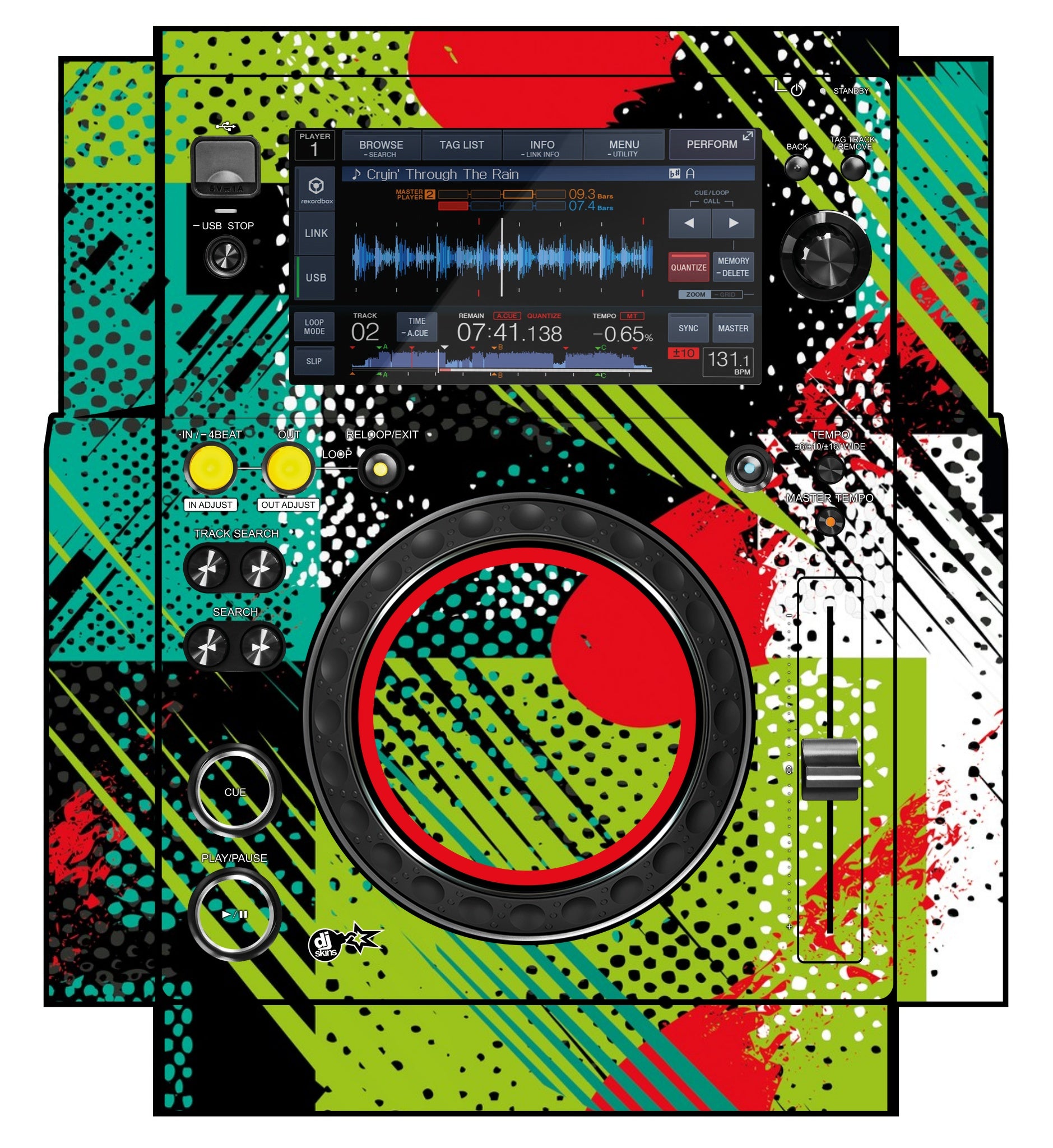 Pioneer DJ XDJ 700 Skin Fractor Green