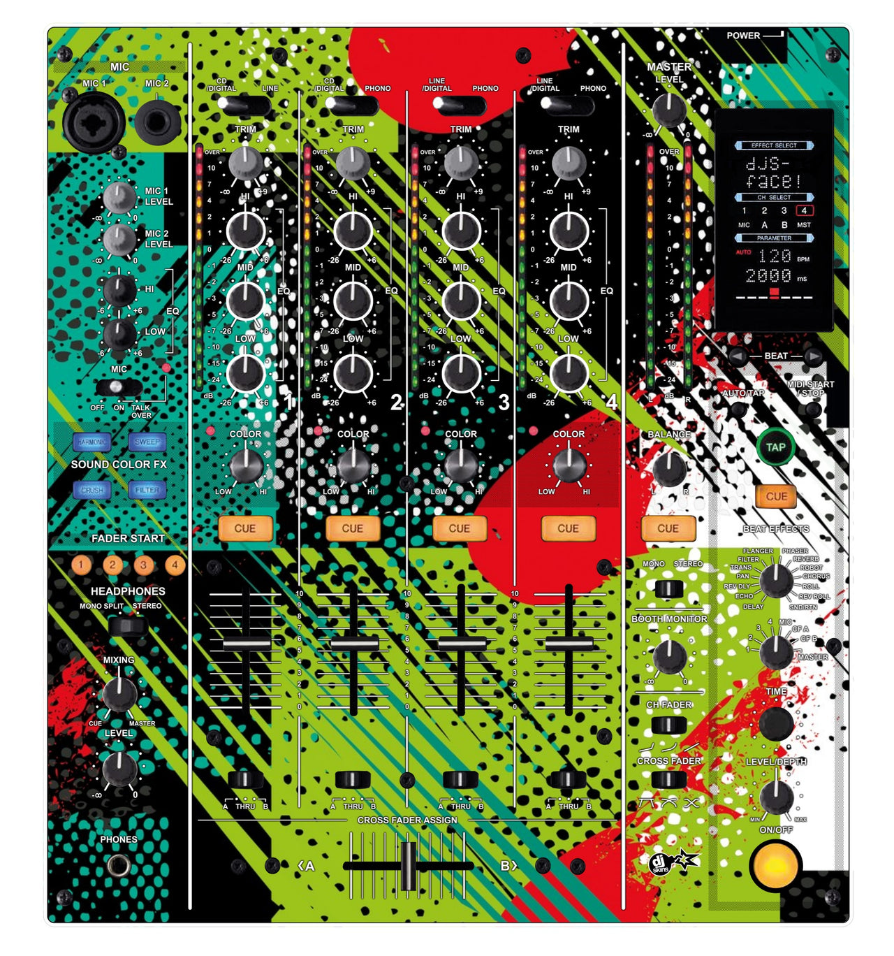 Pioneer DJ DJM 800 Skin Fractor Green